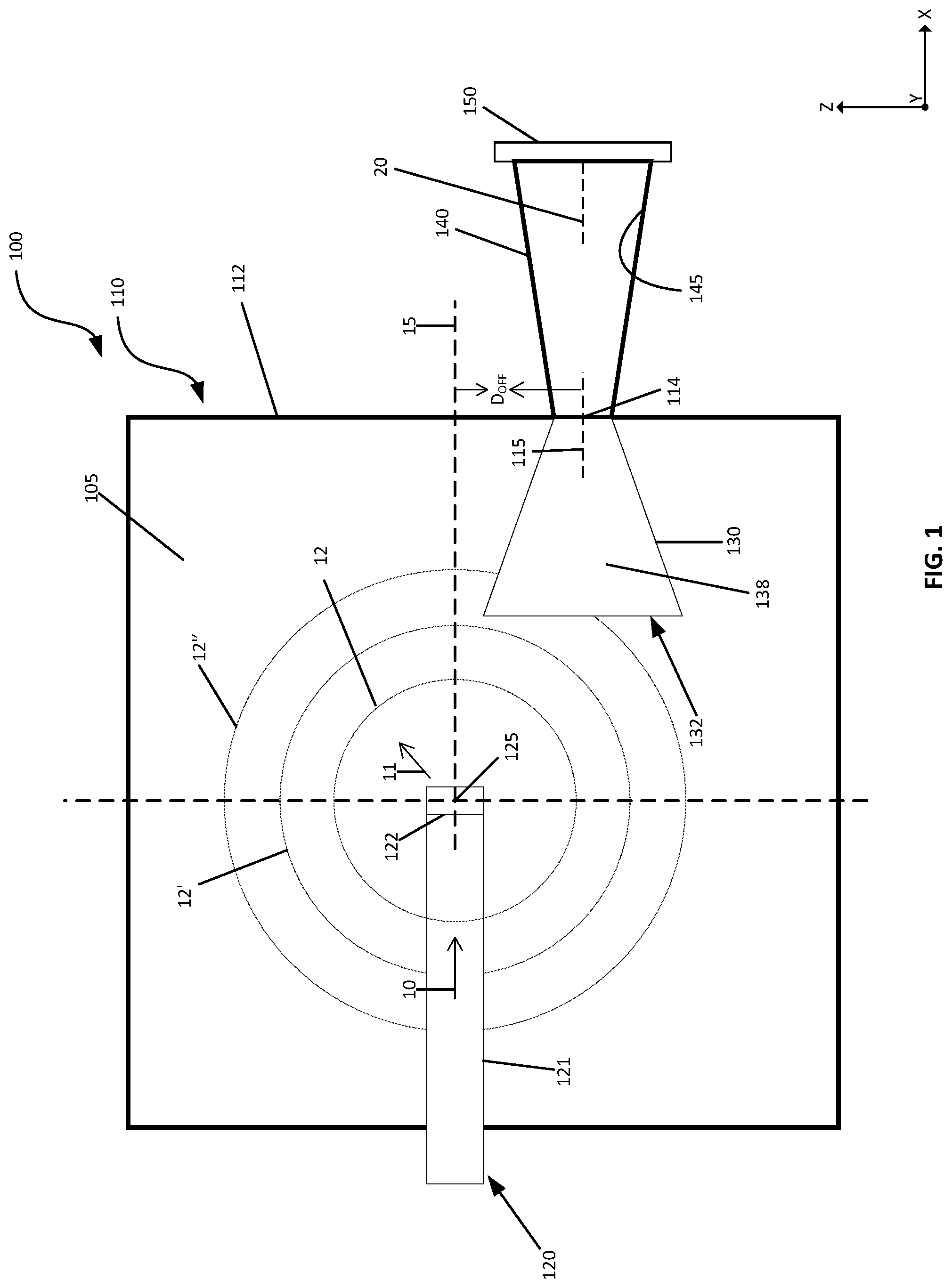 Patent US11774375 Figure 1 – Re-entrant cones for moderator chamber of a neutron imaging system