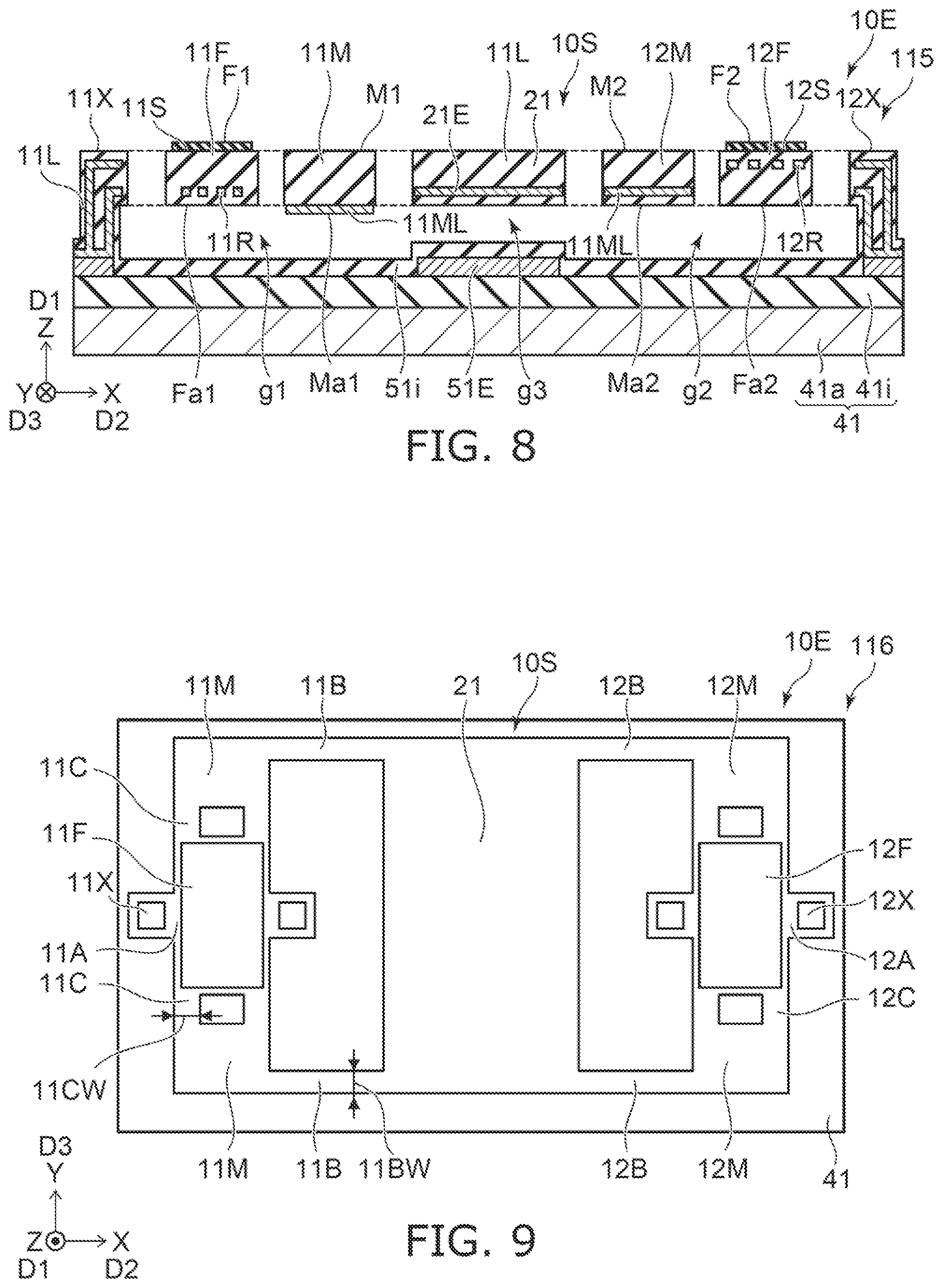 Patent US11774393 Figure 8 – Sensor and capacitor device