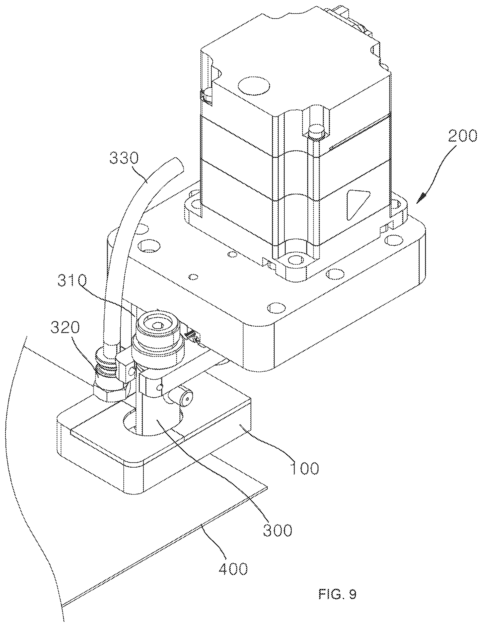 Patent US11774411 Figure 9 – Jig for supplying ultrasonic medium and apparatus for fast scanning with circulating ultrasonic medium