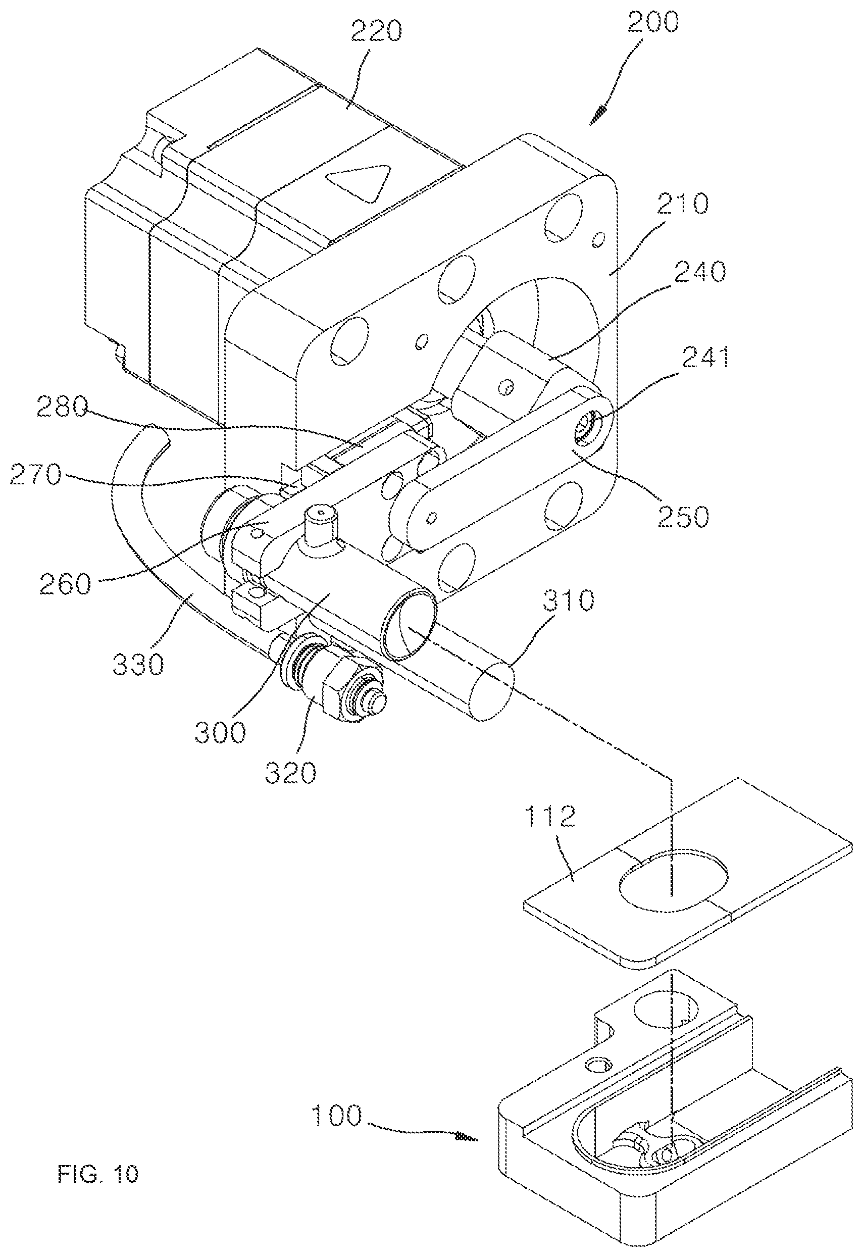 Patent US11774411 Figure 10 – Jig for supplying ultrasonic medium and apparatus for fast scanning with circulating ultrasonic medium