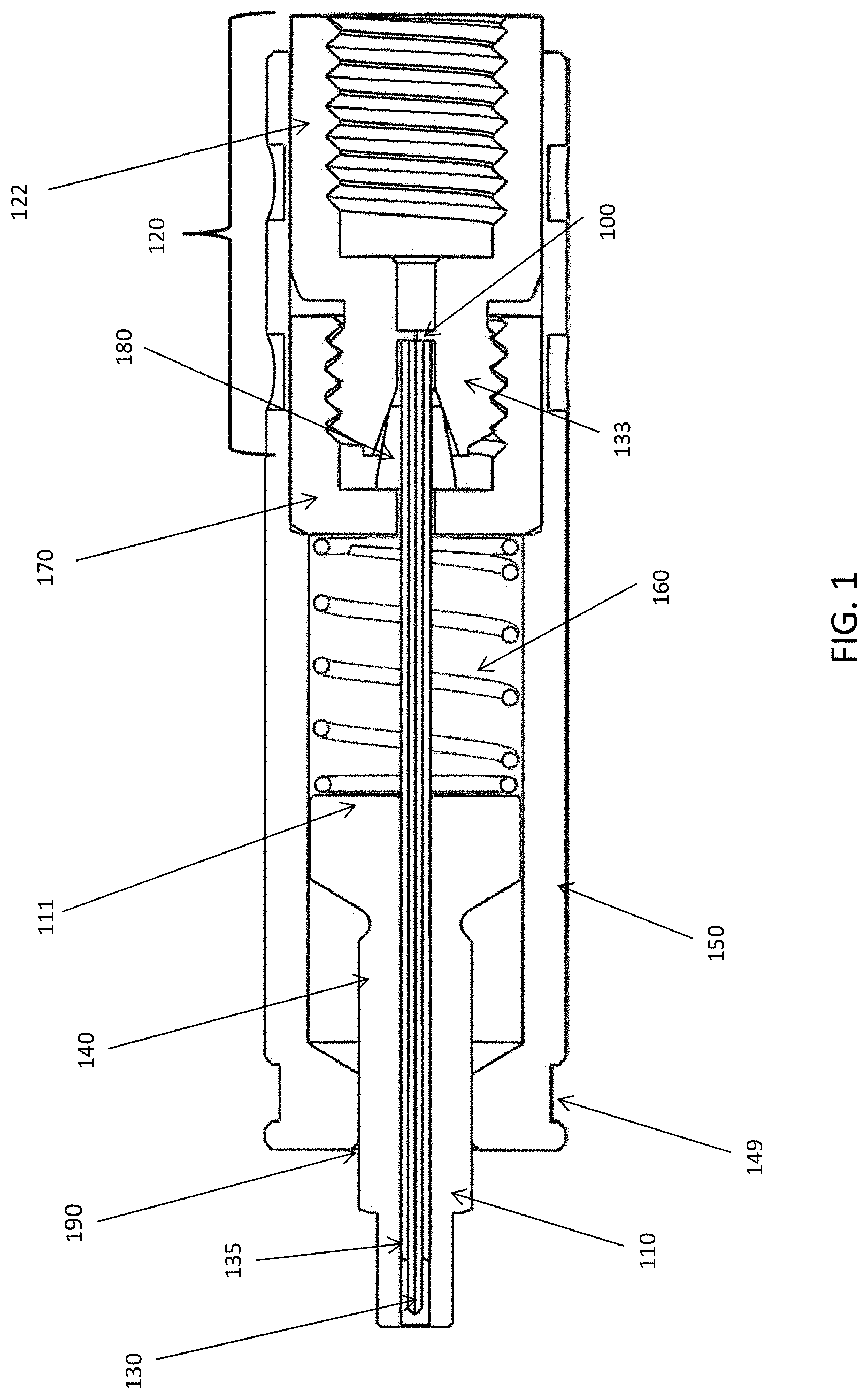Patent US11774416 Figure 1 – Replaceable emitter assembly for interfacing a separation column to a mass spectrometer