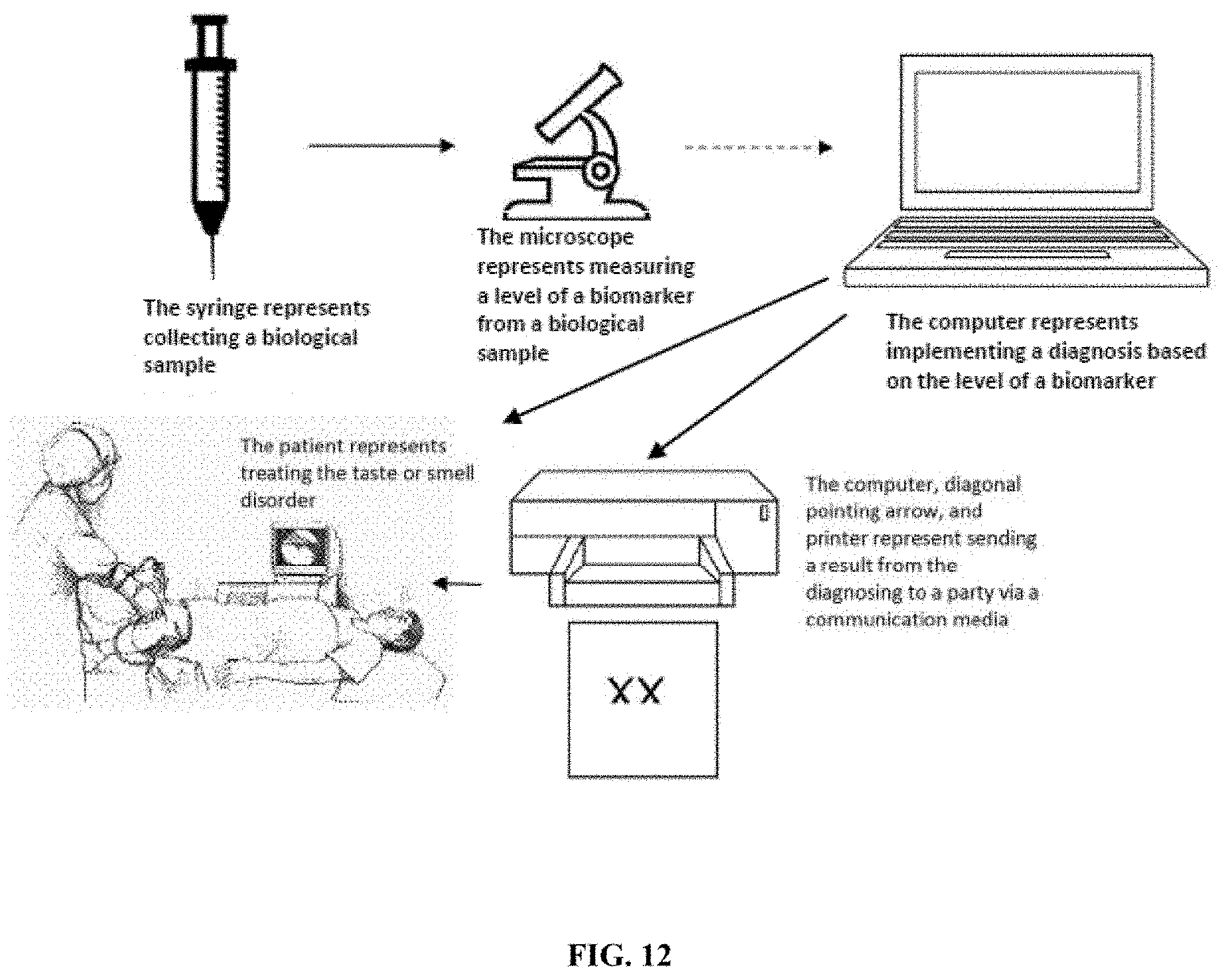 Patent US11774458 Figure 12 – Methods and compositions for diagnosing and treating loss and/or distortion of taste or smell