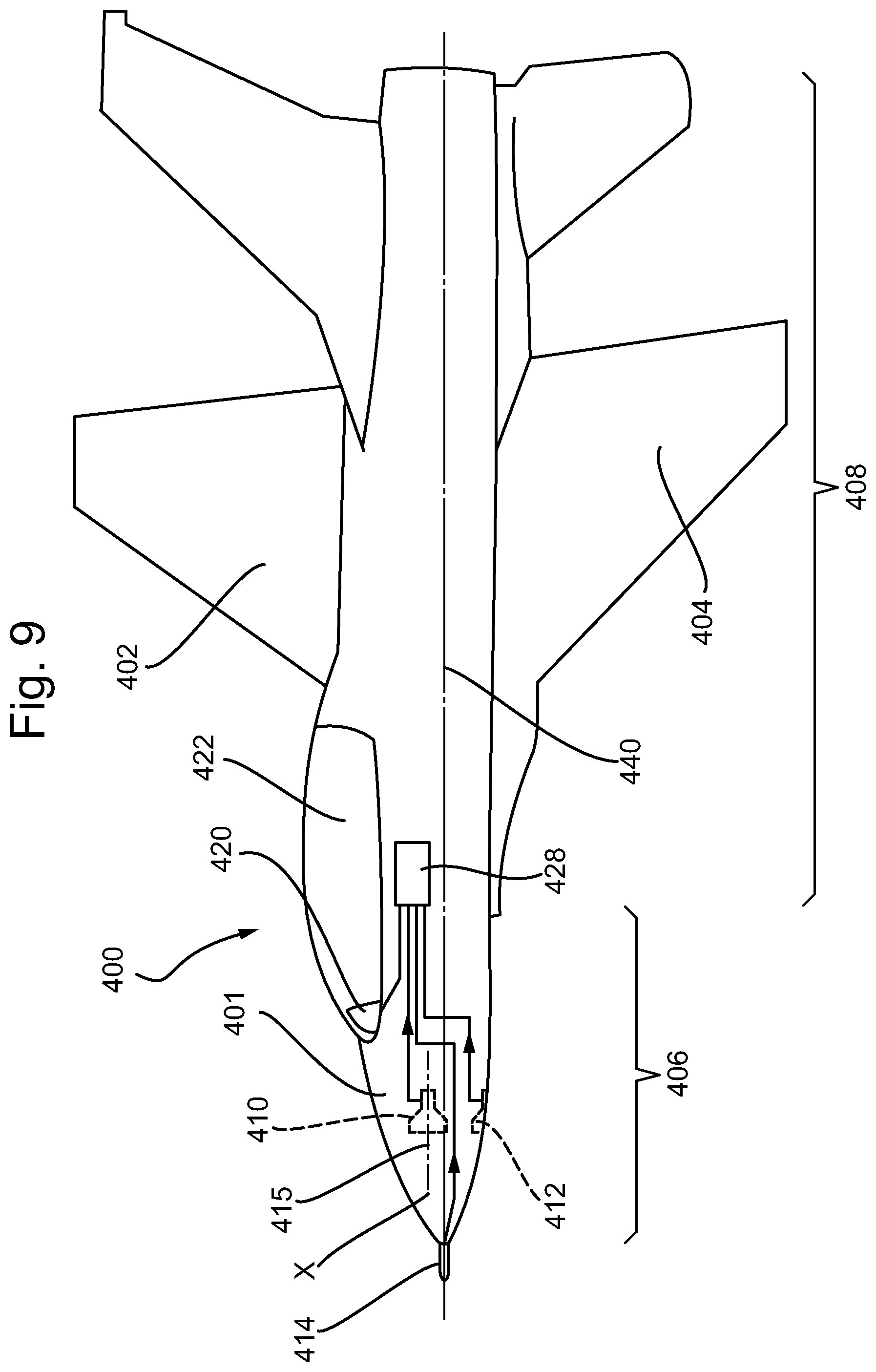 Patent US11774466 Figure 6 – Aircraft with skin layer air data sensor