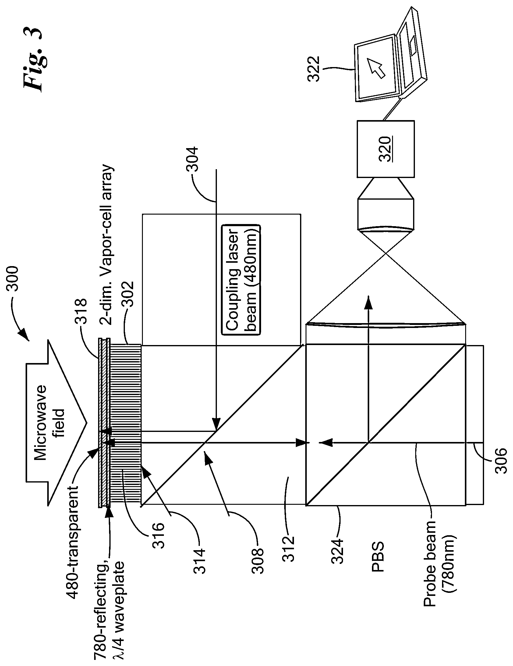 Patent US11774482 Figure 3 – Atom-based electromagnetic field sensing element and measurement system