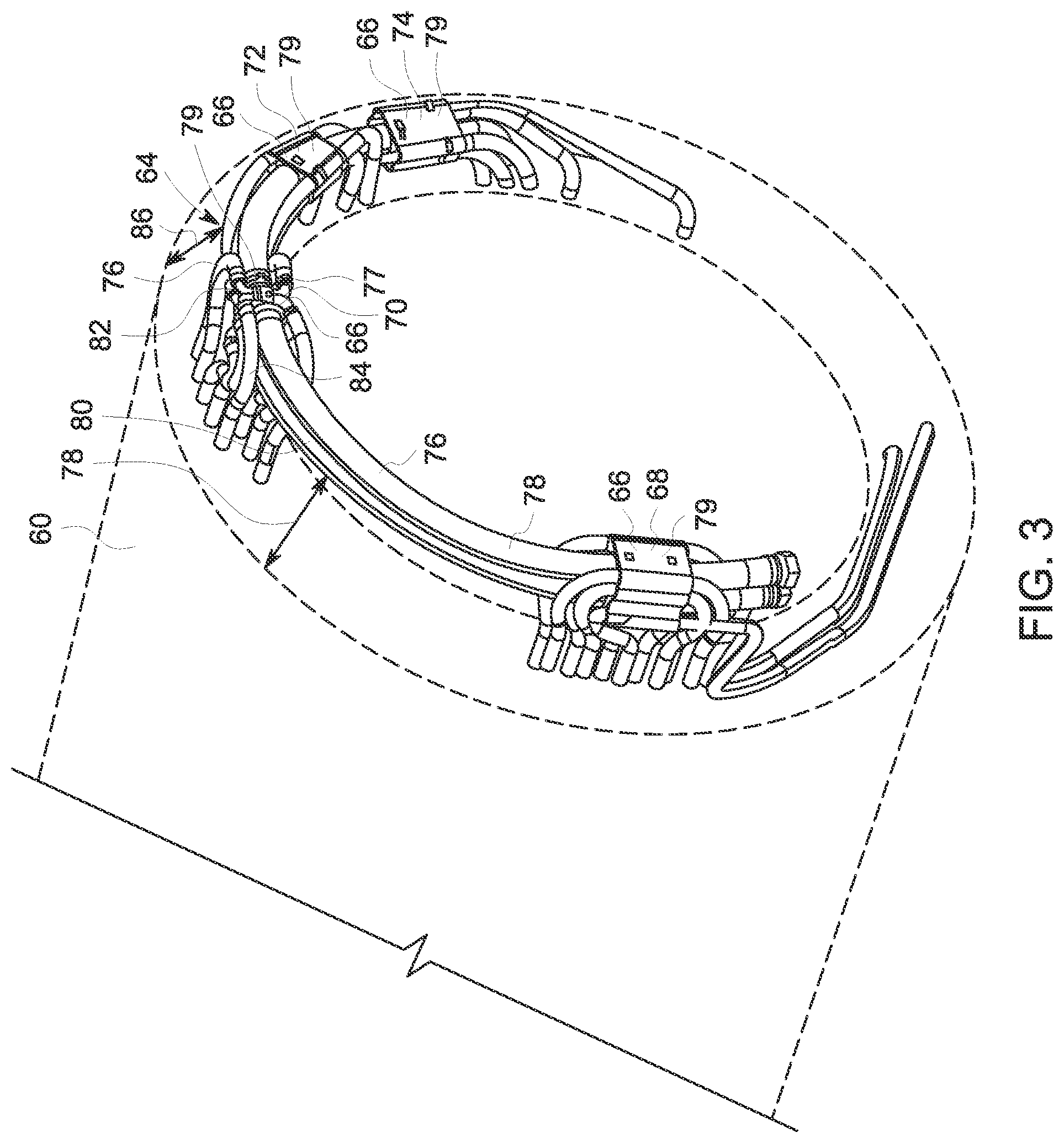 Patent US11774529 Figure 3 – Gradient cooling manifold assembly having additively manufactured manifolds