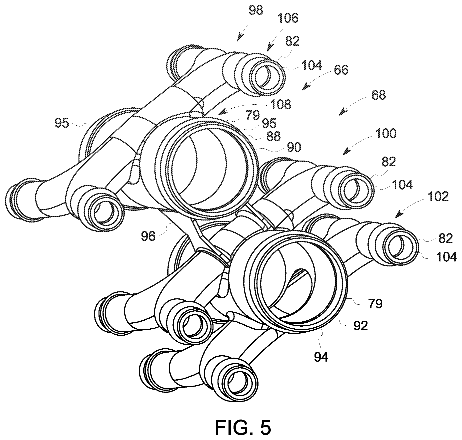 Patent US11774529 Figure 5 – Gradient cooling manifold assembly having additively manufactured manifolds