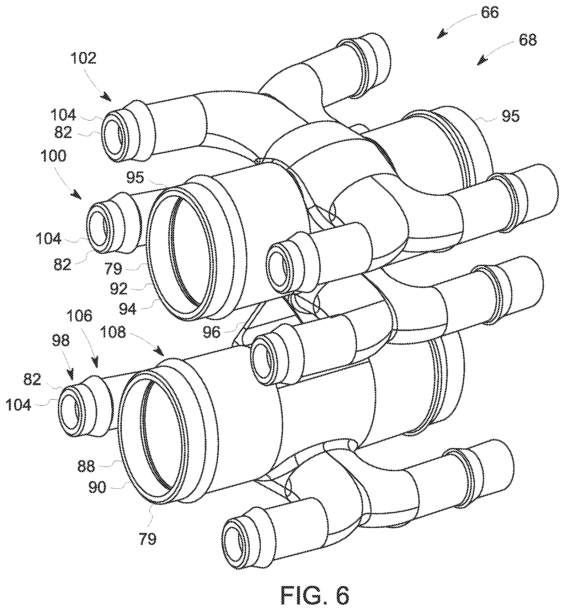 Patent US11774529 Figure 6 – Gradient cooling manifold assembly having additively manufactured manifolds
