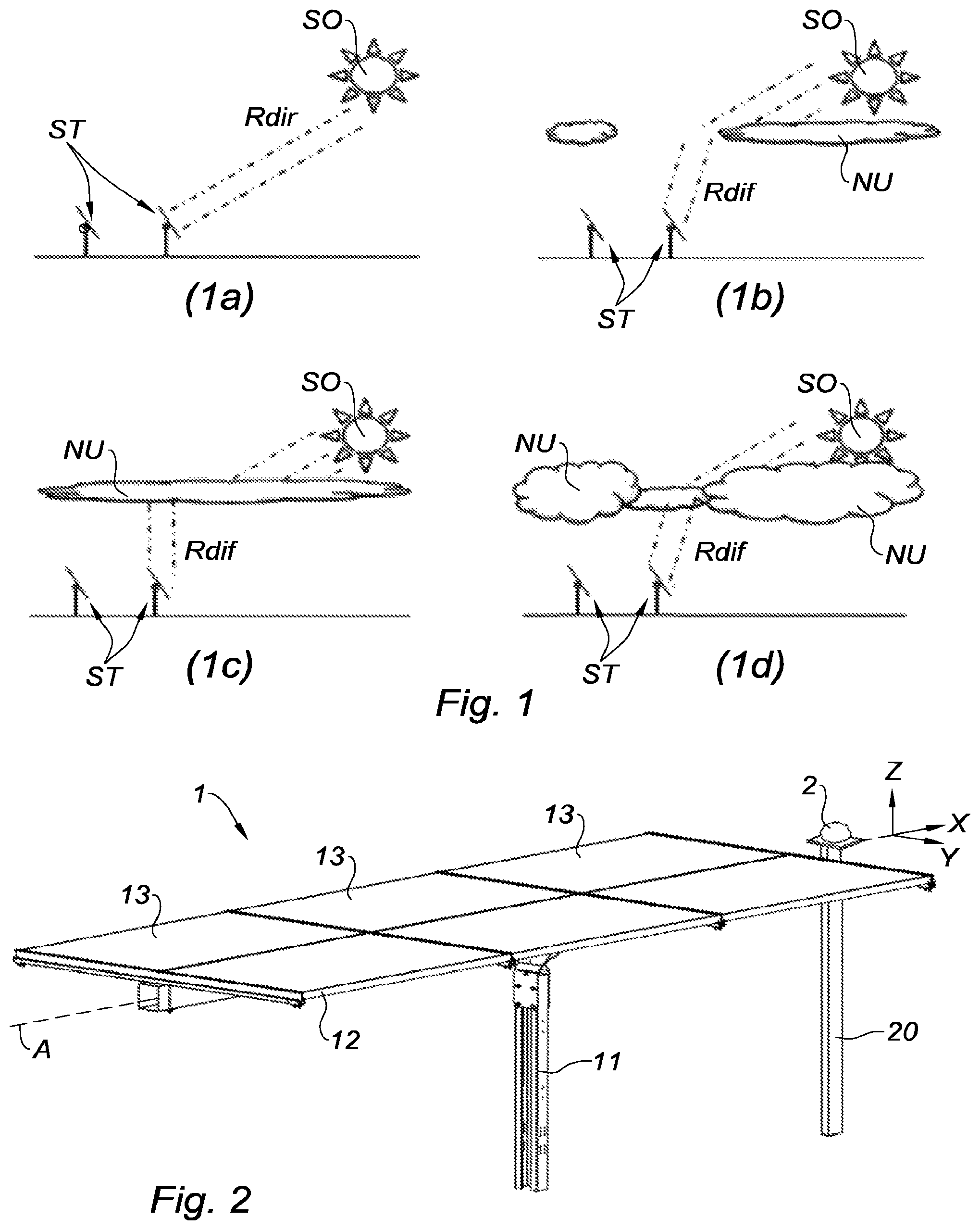 Patent US11774539 Figure 1 – Method for controlling the orientation of a solar tracker based on cartographic models