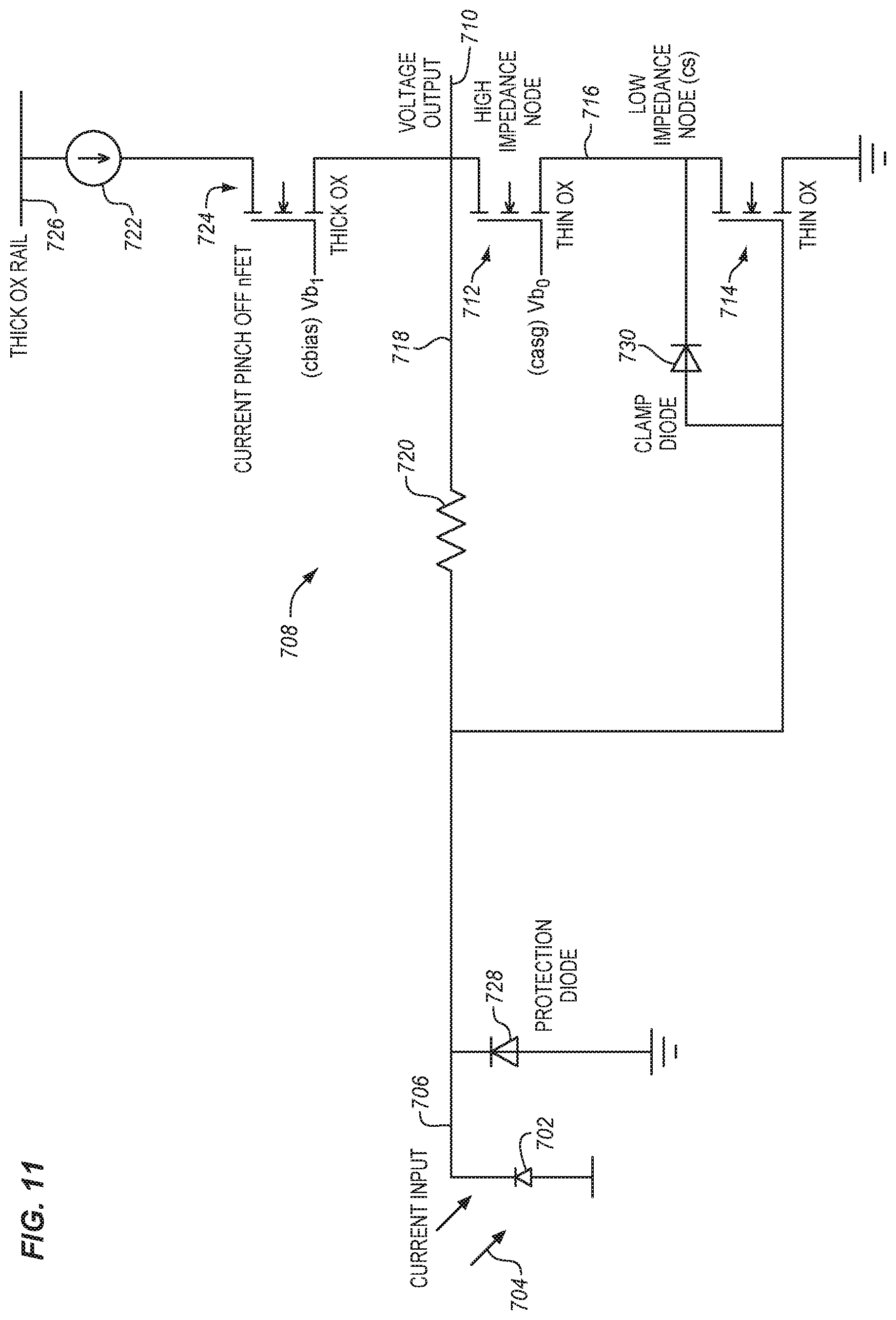 Patent US11774561 Figure 9 – Amplifier input protection circuits