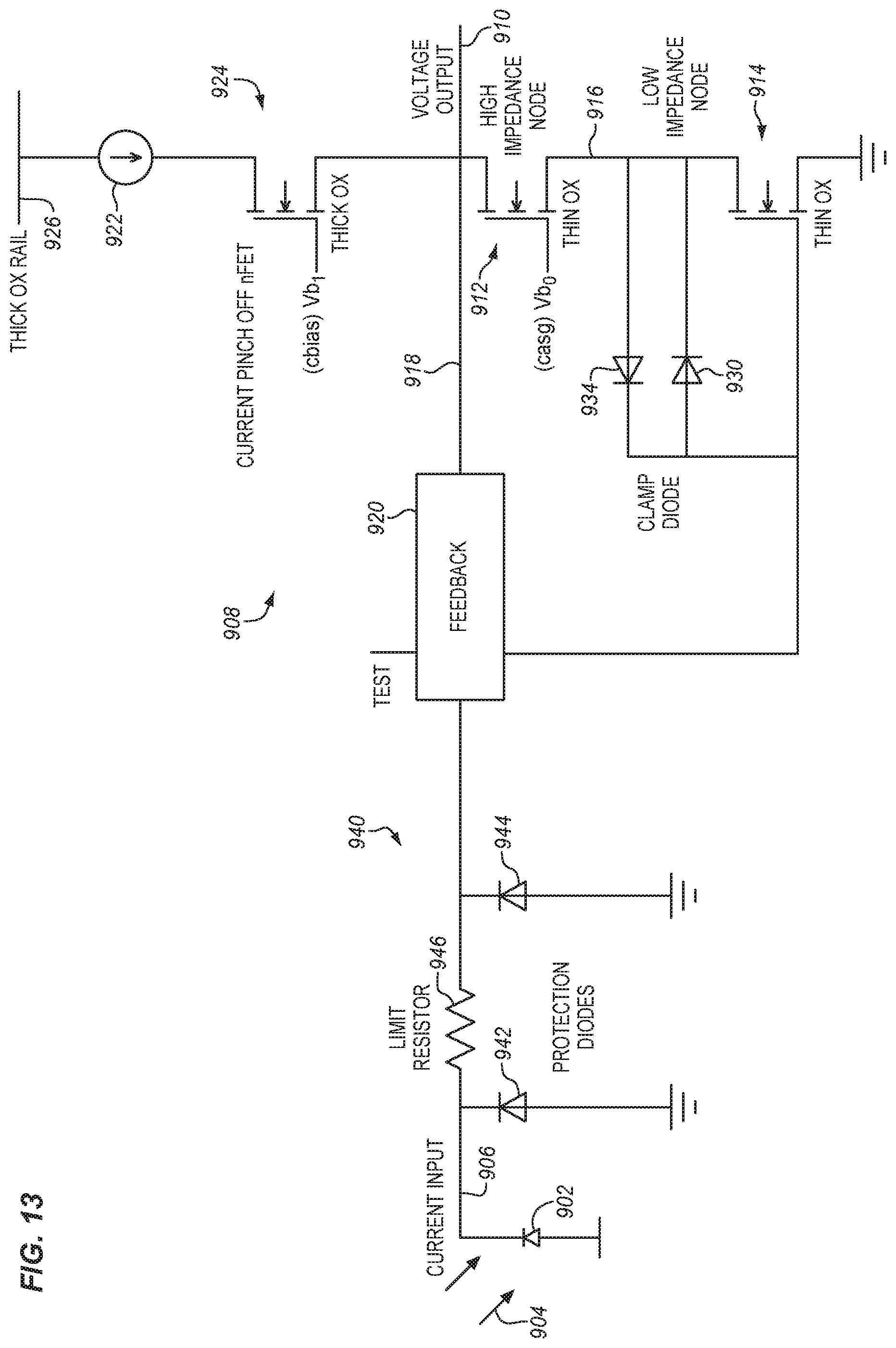 Patent US11774561 Figure 11 – Amplifier input protection circuits