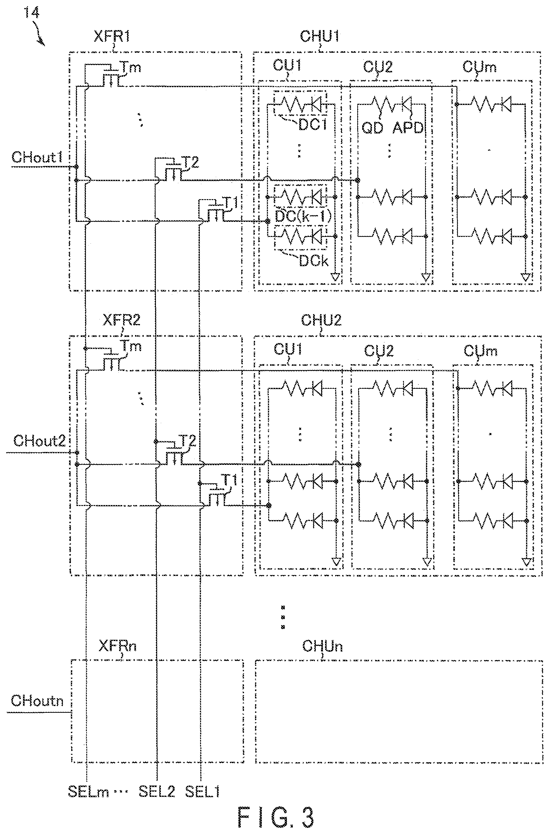 Patent US11774562 Figure 3 – Light detector and distance measuring device comprising plural sets of light detection elements with plural selection circuits