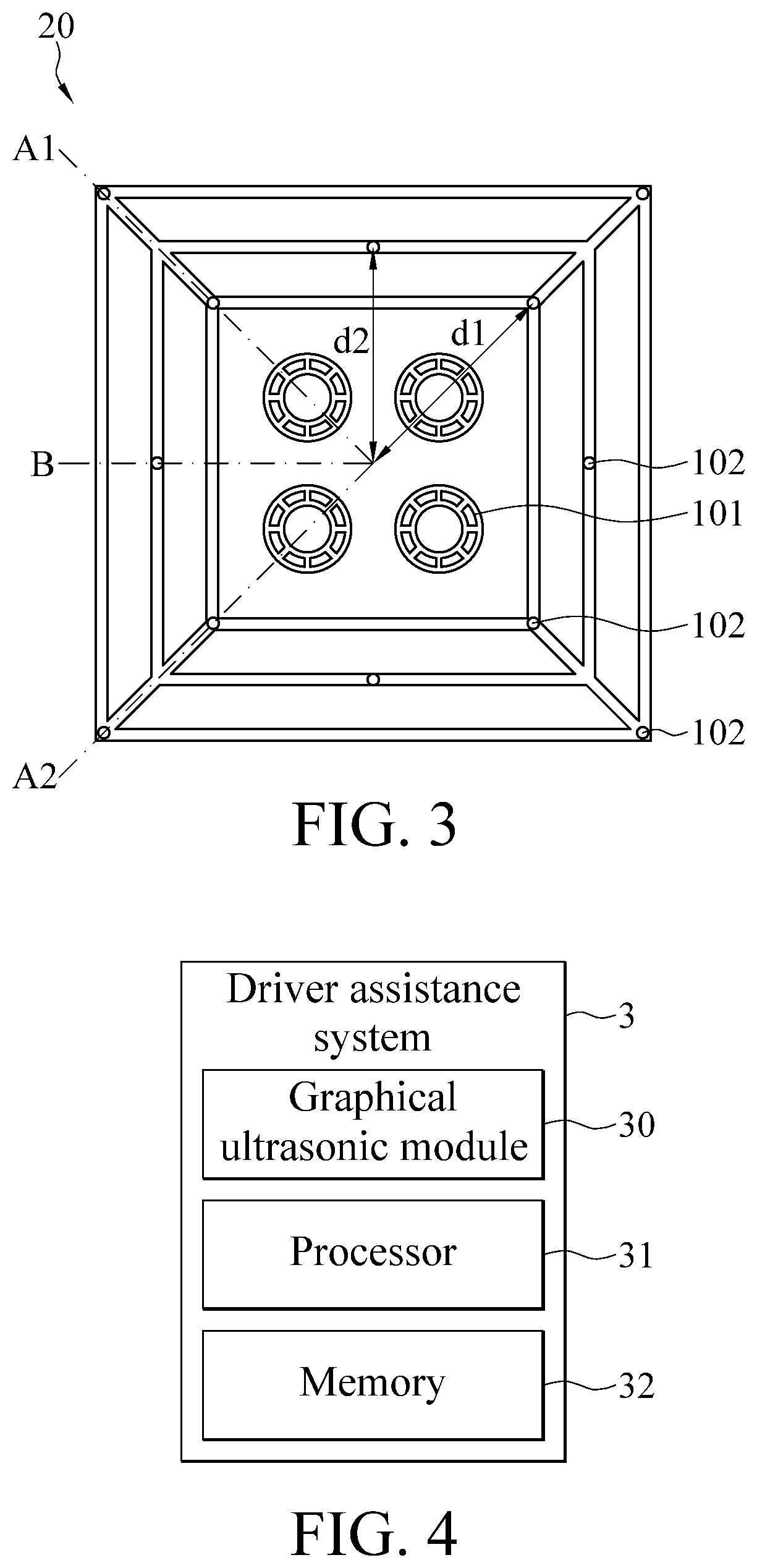 Patent US11774567 Figure 3 – Graphical ultrasonic module and driver assistance system
