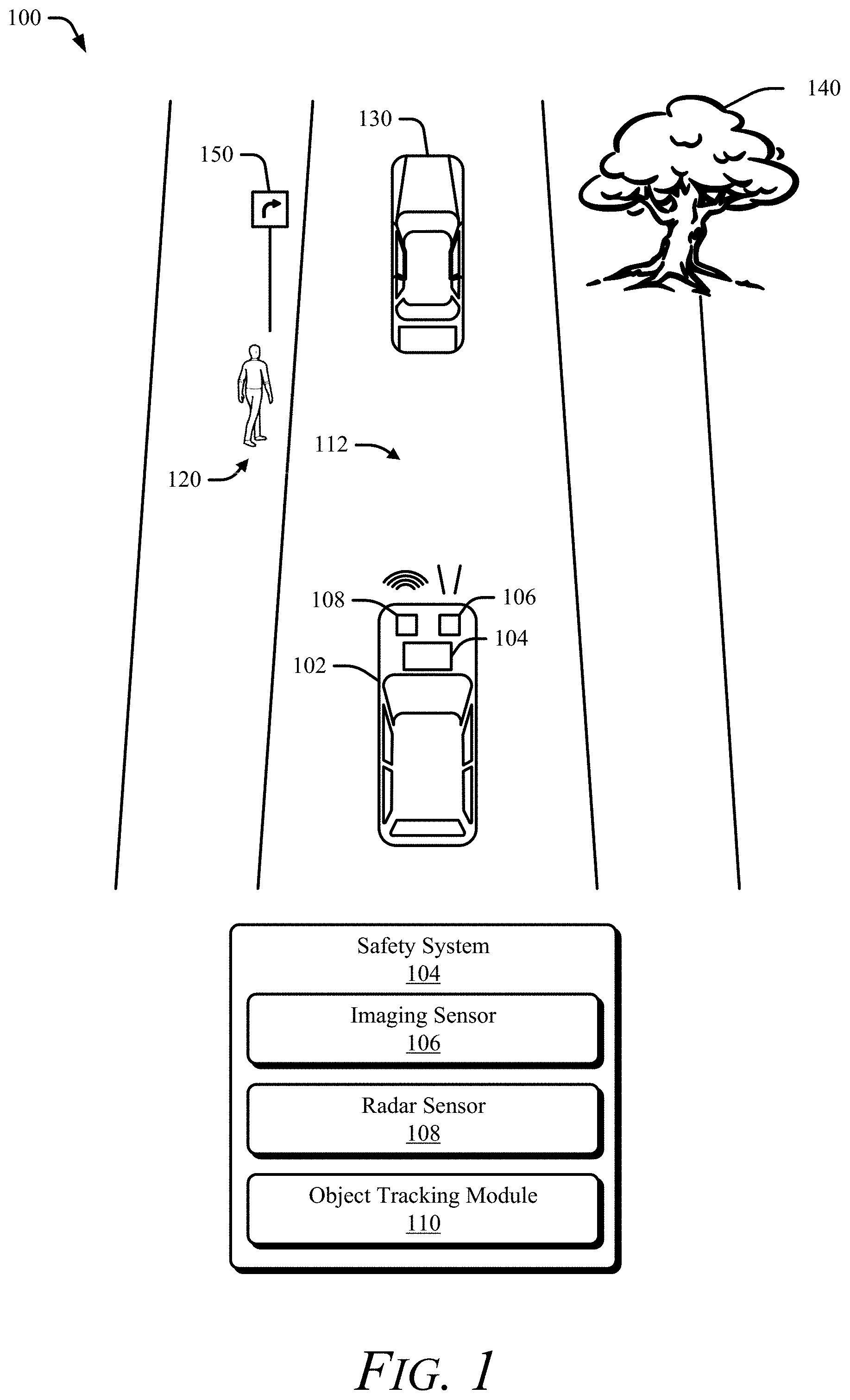 Patent US11774582 Figure 1 – Imaging and radar fusion for multiple-object tracking