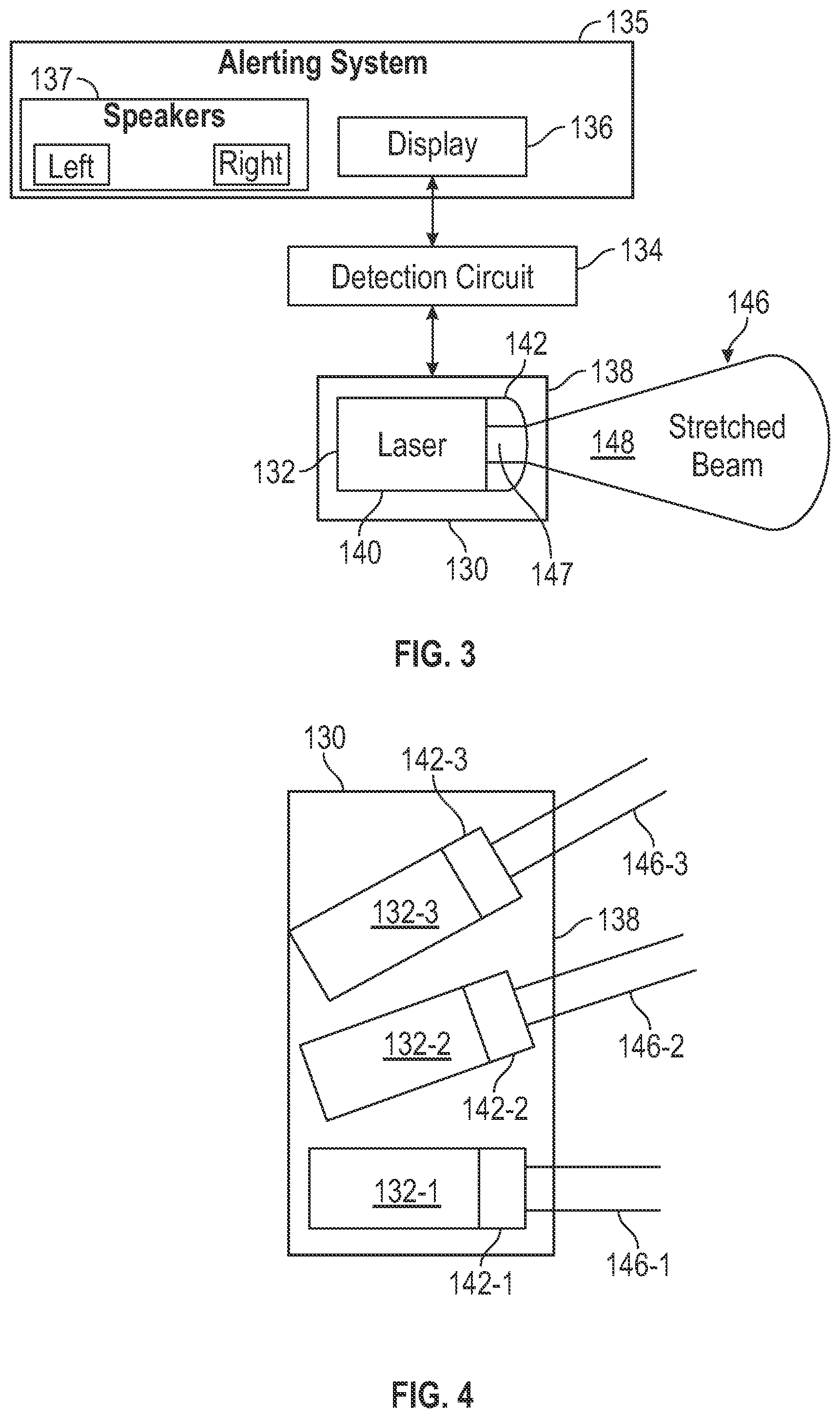 Patent US11774597 Figure 3 – Laser rangefinder systems with divergent lenses for aircraft wingtip collision avoidance systems