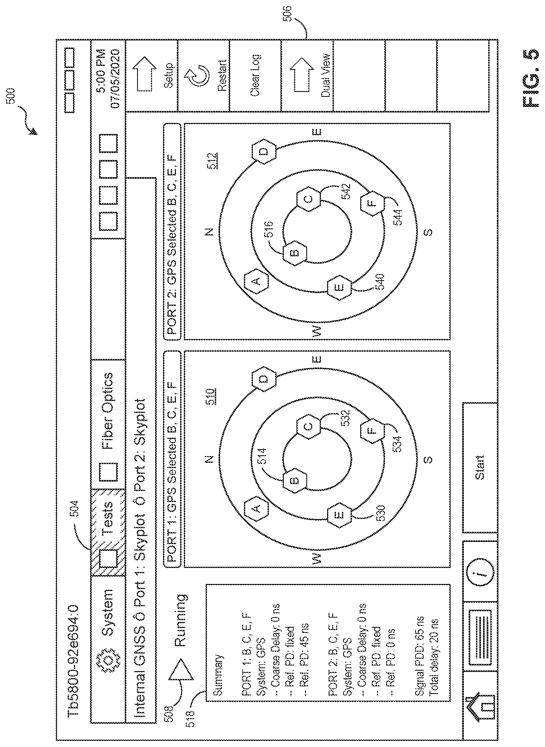 Patent US11774601 Figure 5 – Satellite signal propagation delay test device