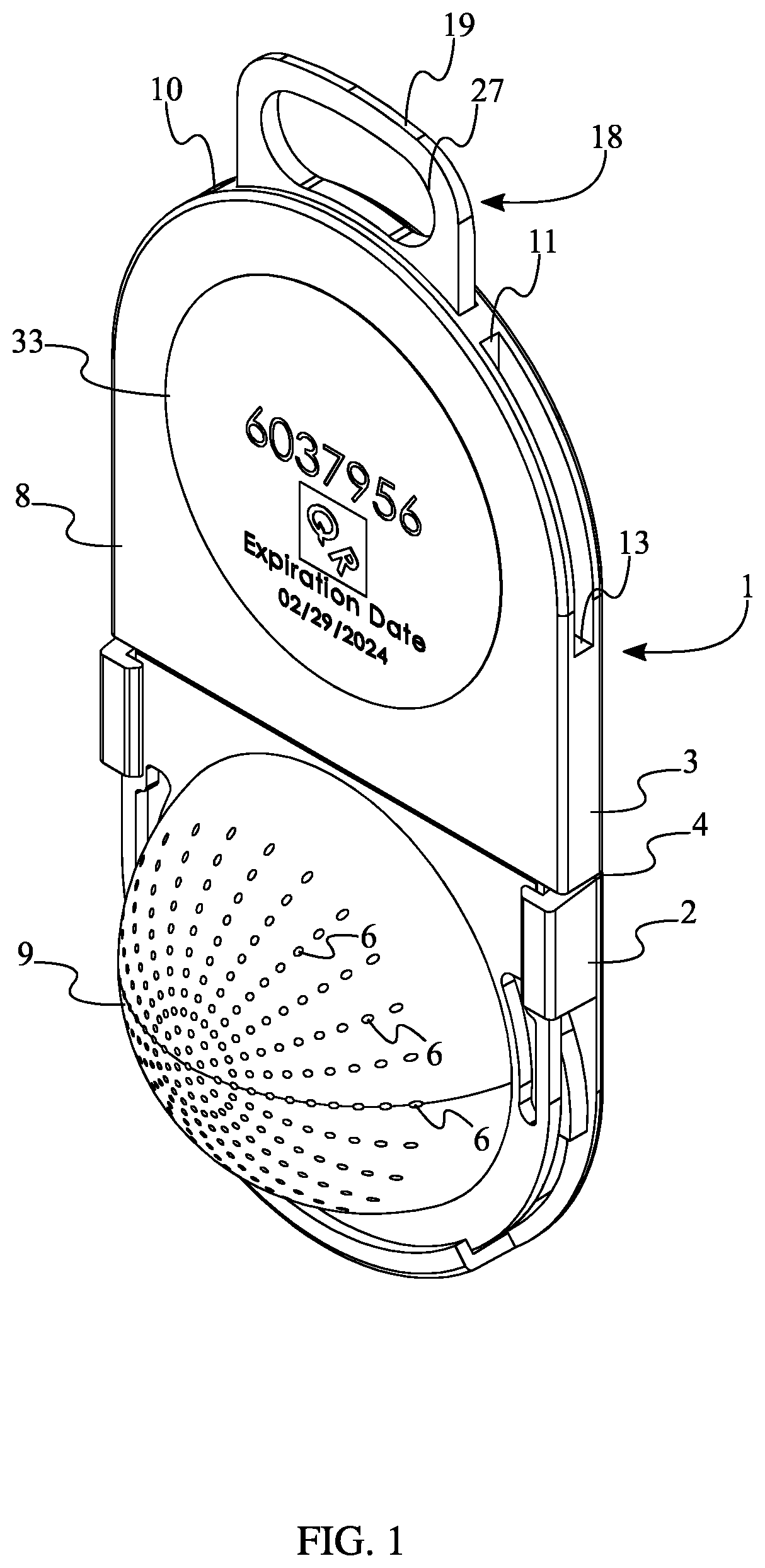 Patent US11774604 Figure 1 – Wearable radon detector