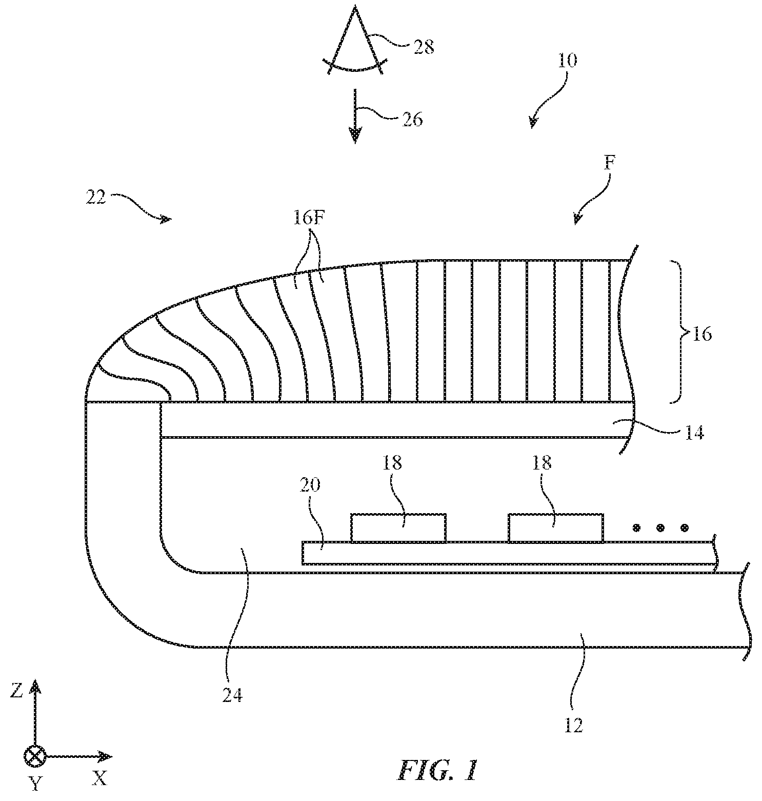 Patent US11774644 Figure 1 – Electronic devices with image transport layers having light absorbing material