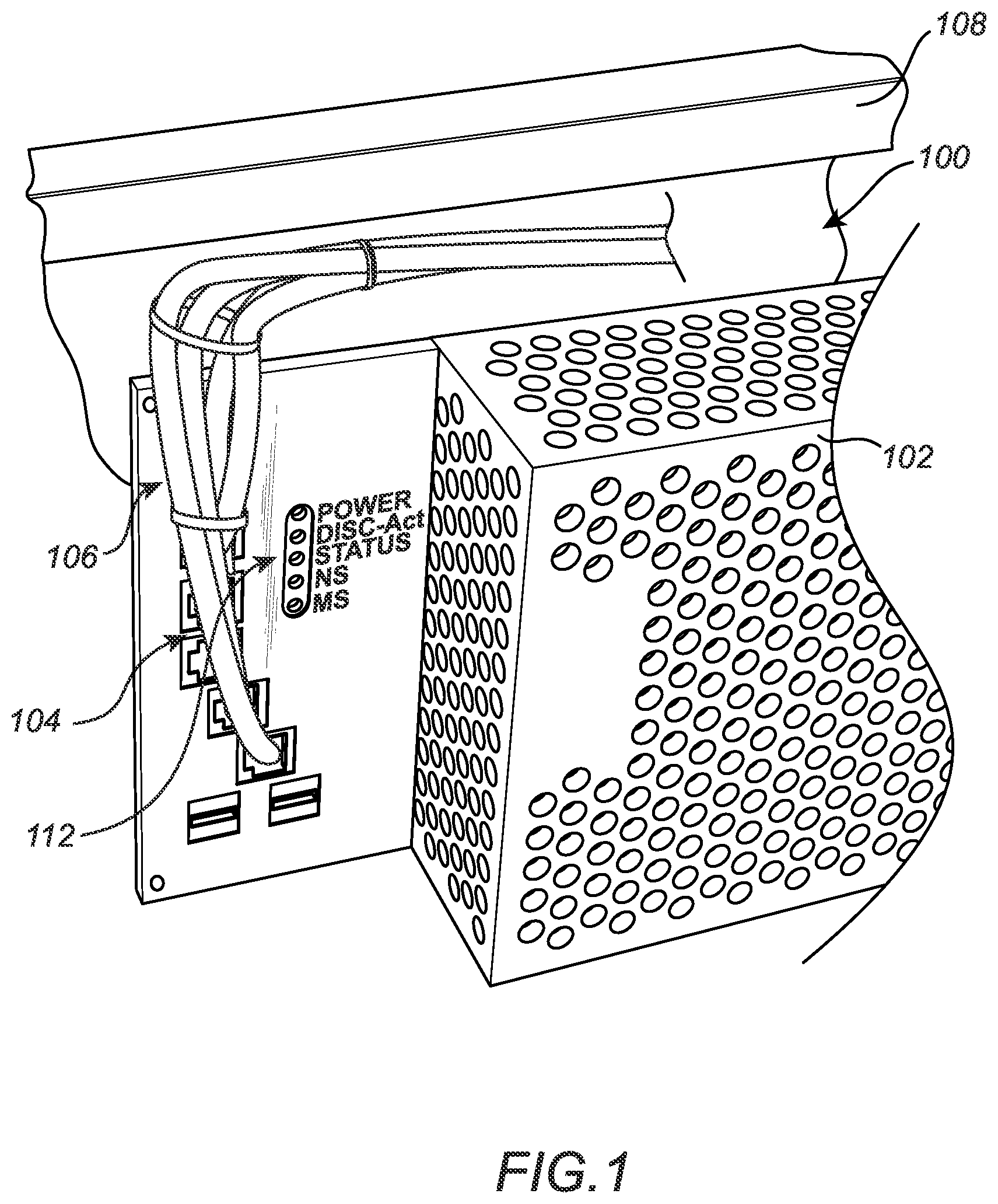 Patent US11774658 Figure 1 – External indicator assembly for a robot central processing unit