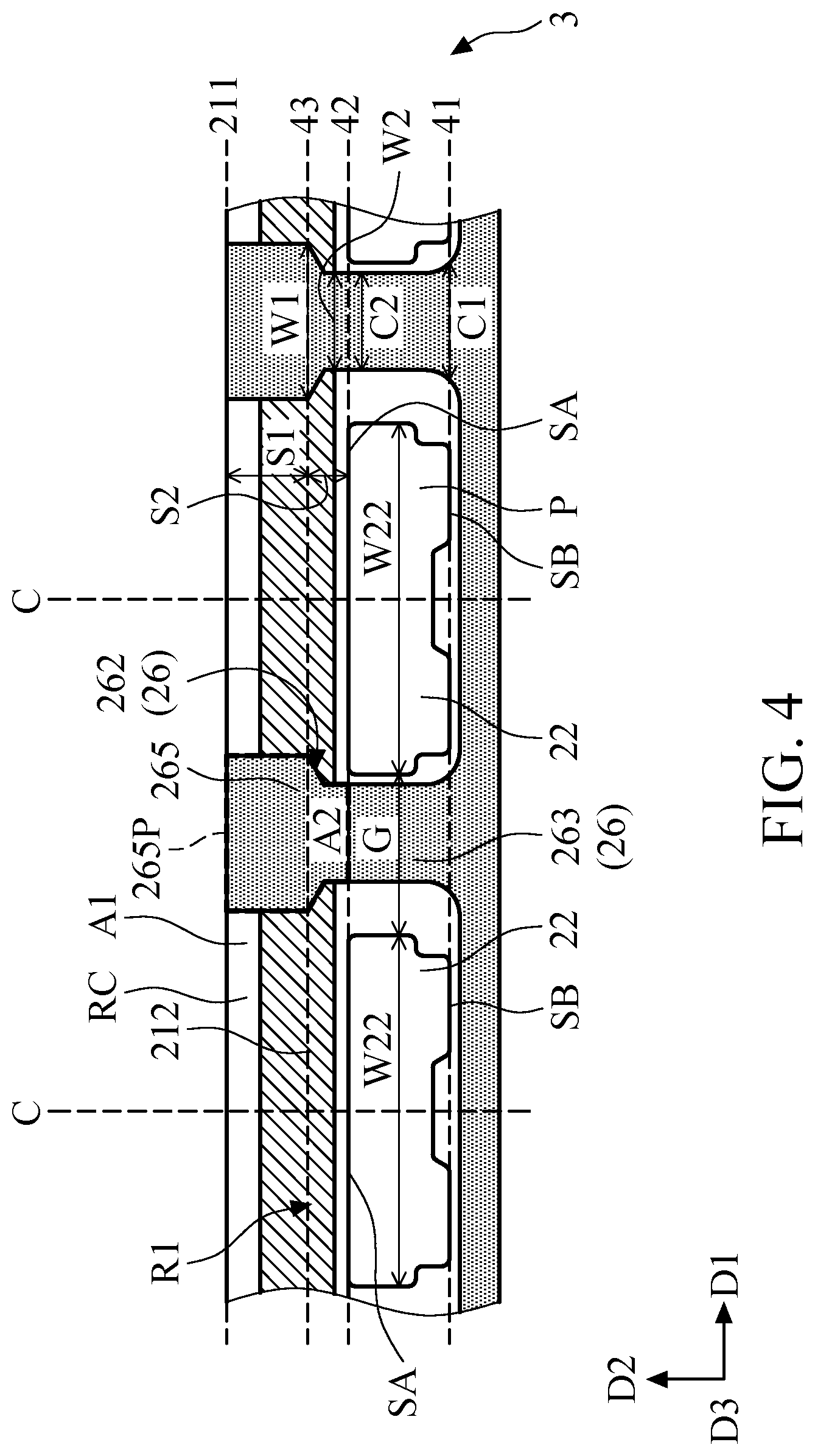 Patent US11774660 Figure 4 – Electronic device including adhesive with first and second opening