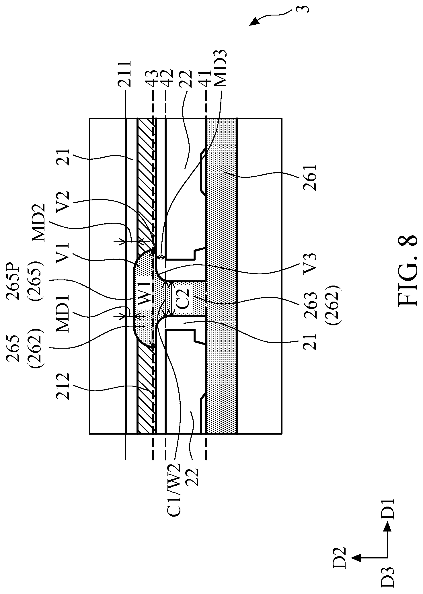 Patent US11774660 Figure 8 – Electronic device including adhesive with first and second opening