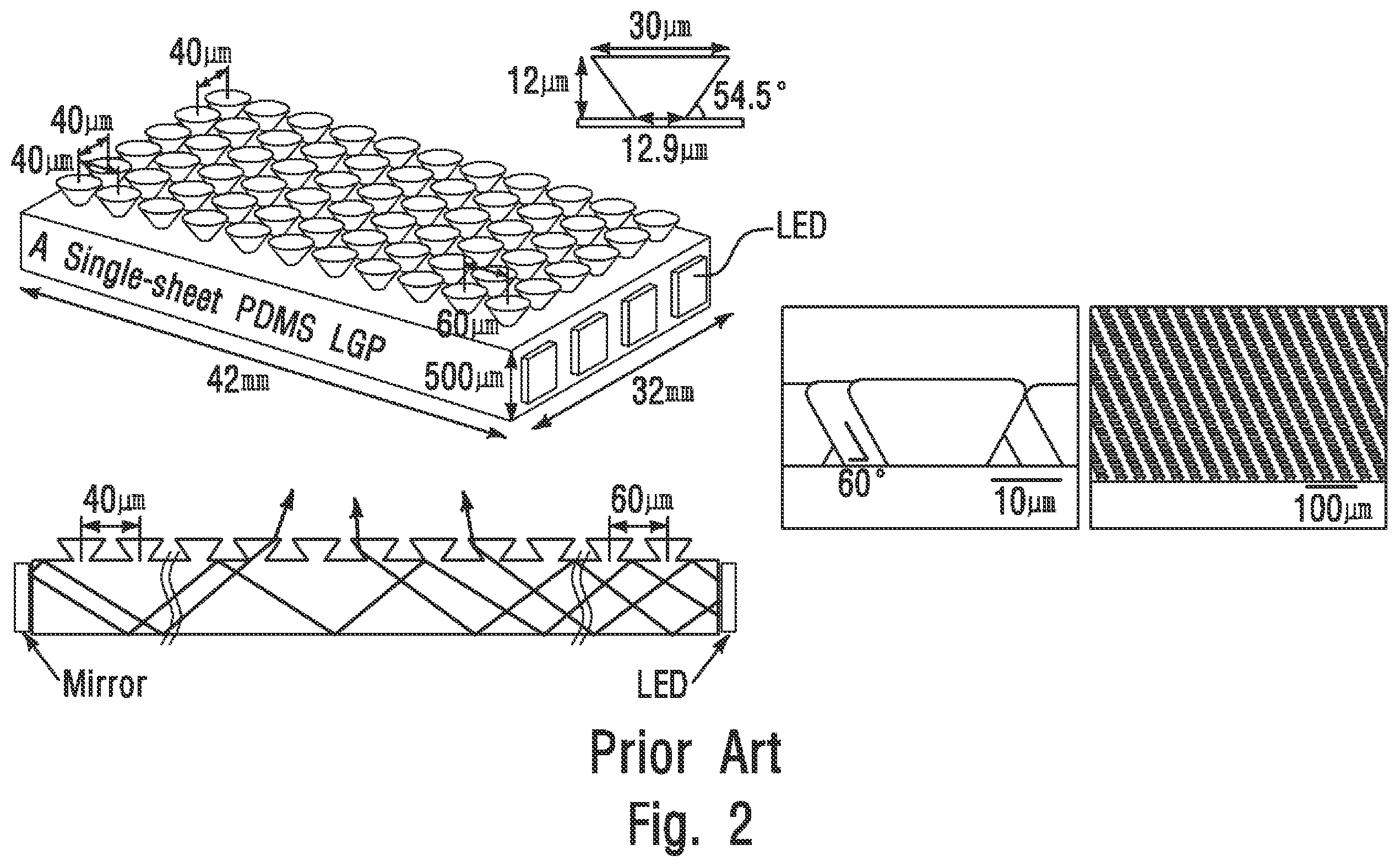 Patent US11774661 Figure 2 – Light emitting sheet including a cavity with protruding pattern and light unit including the same