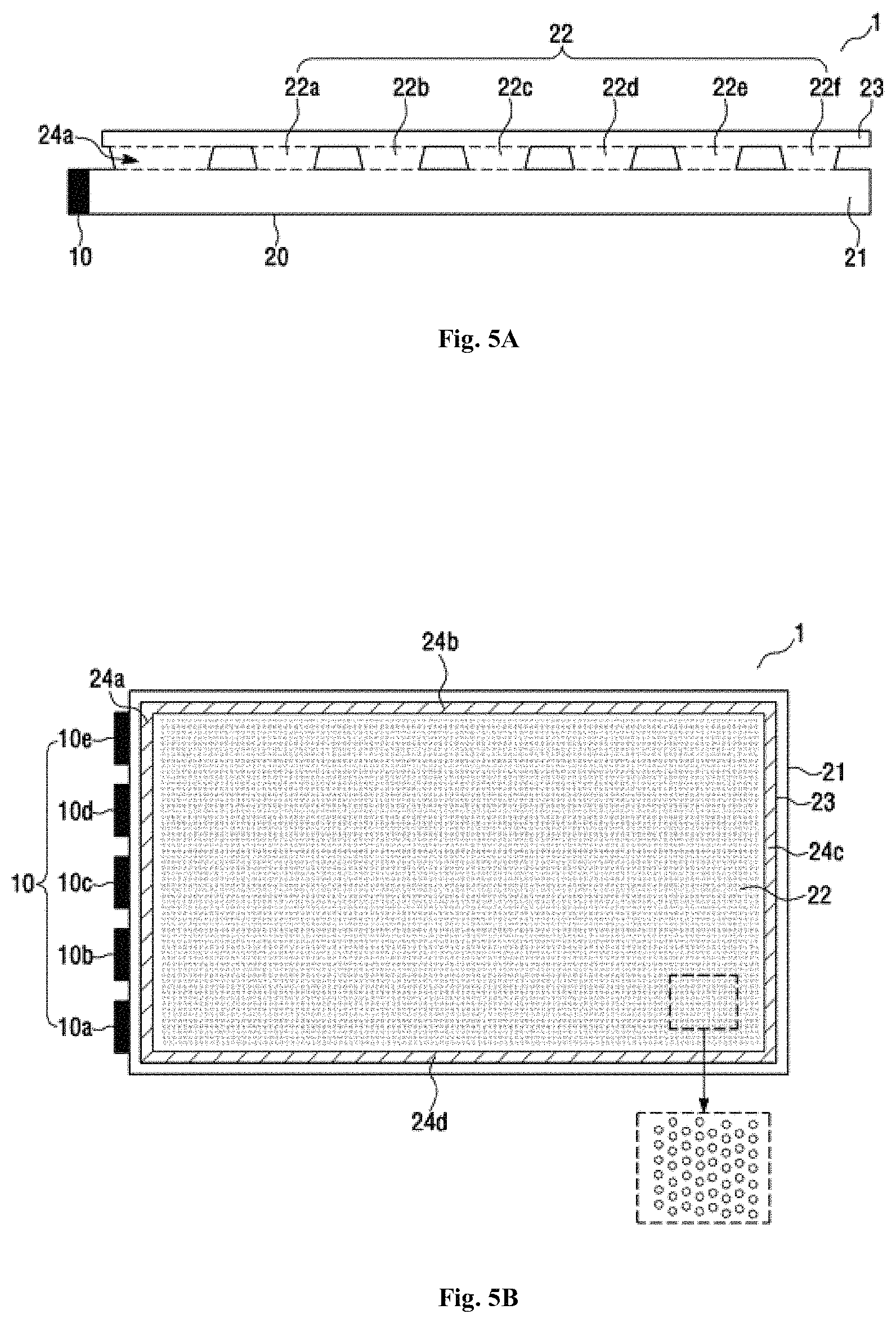 Patent US11774661 Figure 5 – Light emitting sheet including a cavity with protruding pattern and light unit including the same