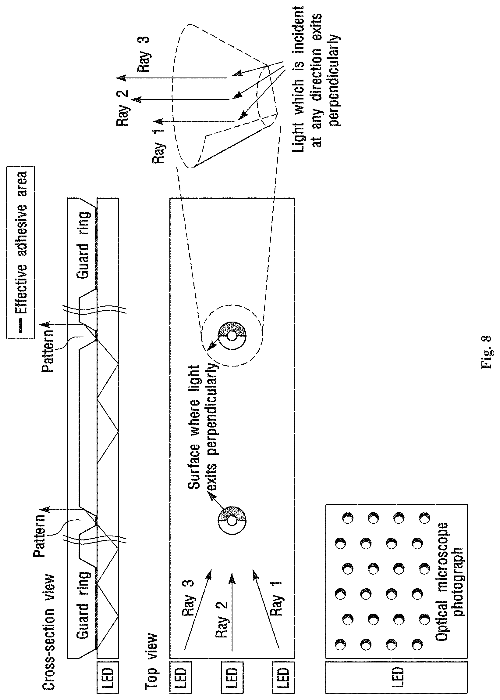 Patent US11774661 Figure 7 – Light emitting sheet including a cavity with protruding pattern and light unit including the same