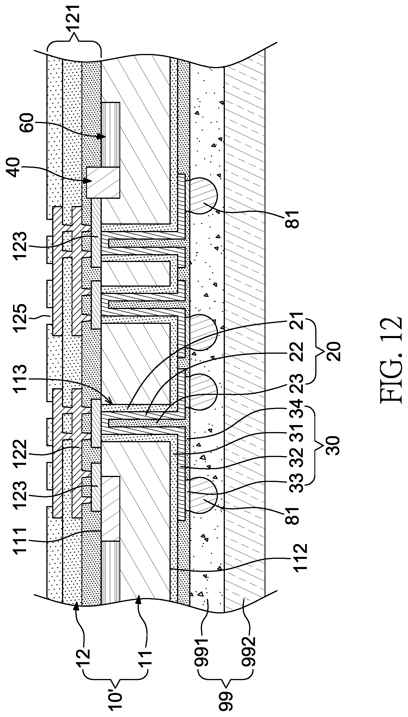 Patent US11774673 Figure 12 – Optical communication package structure and method for manufacturing the same