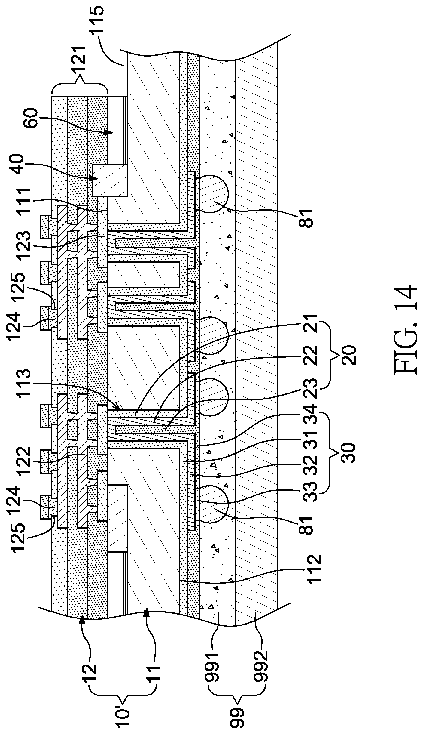 Patent US11774673 Figure 14 – Optical communication package structure and method for manufacturing the same