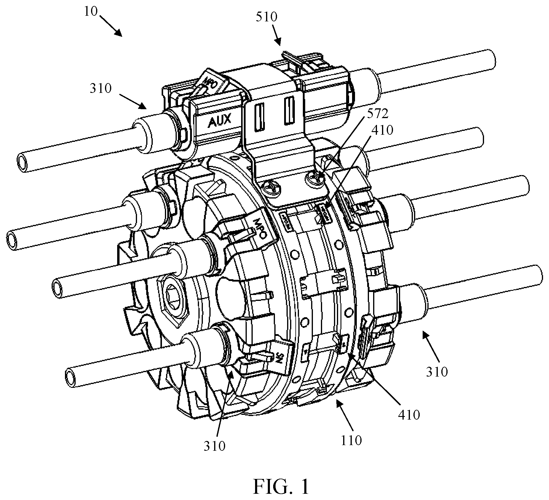 Patent US11774682 Figure 1 – Multiport assembly and associated components