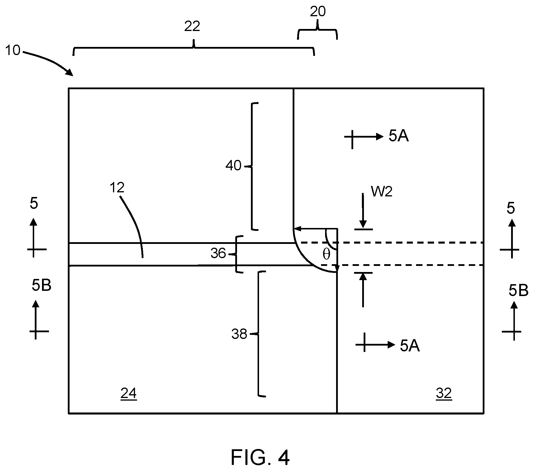 Patent US11774686 Figure 4 – Edge couplers including a rounded region adjacent to an opening in the interconnect structure