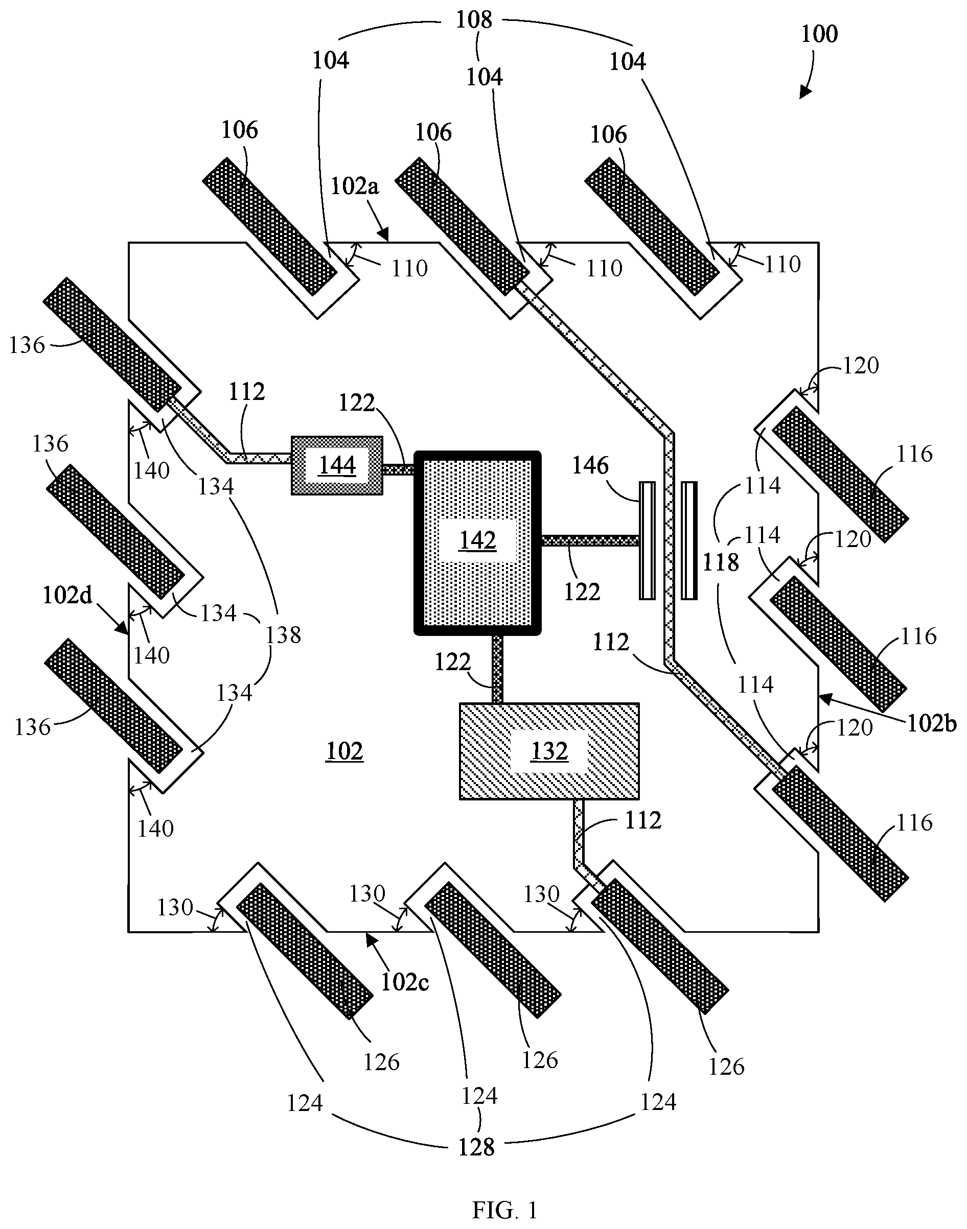 Patent US11774689 Figure 1 – Photonics chips and semiconductor products having angled optical fibers