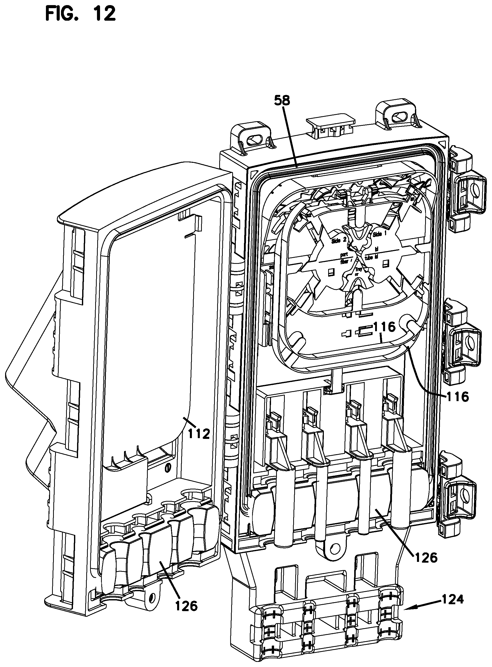 Patent US11774696 Figure 8 – Splitter module and enclosure for use therein
