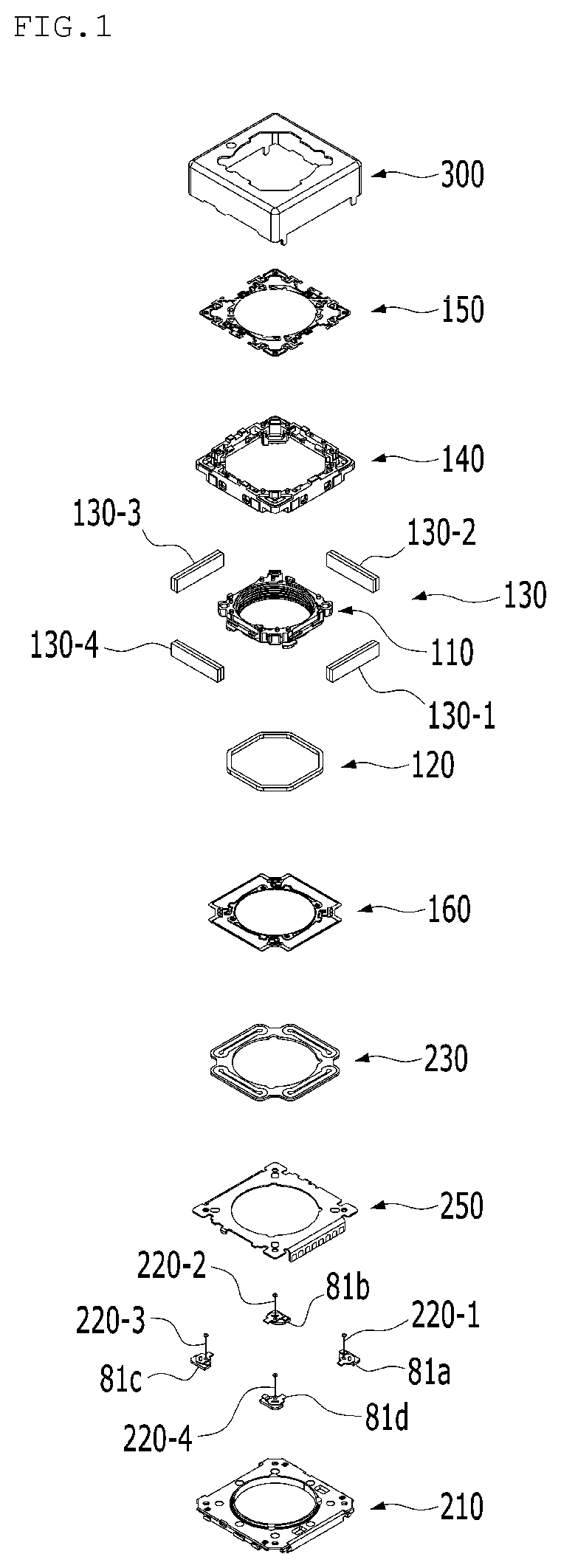 Patent US11774703 Figure 1 – Lens driving device, and camera module and optical device including same