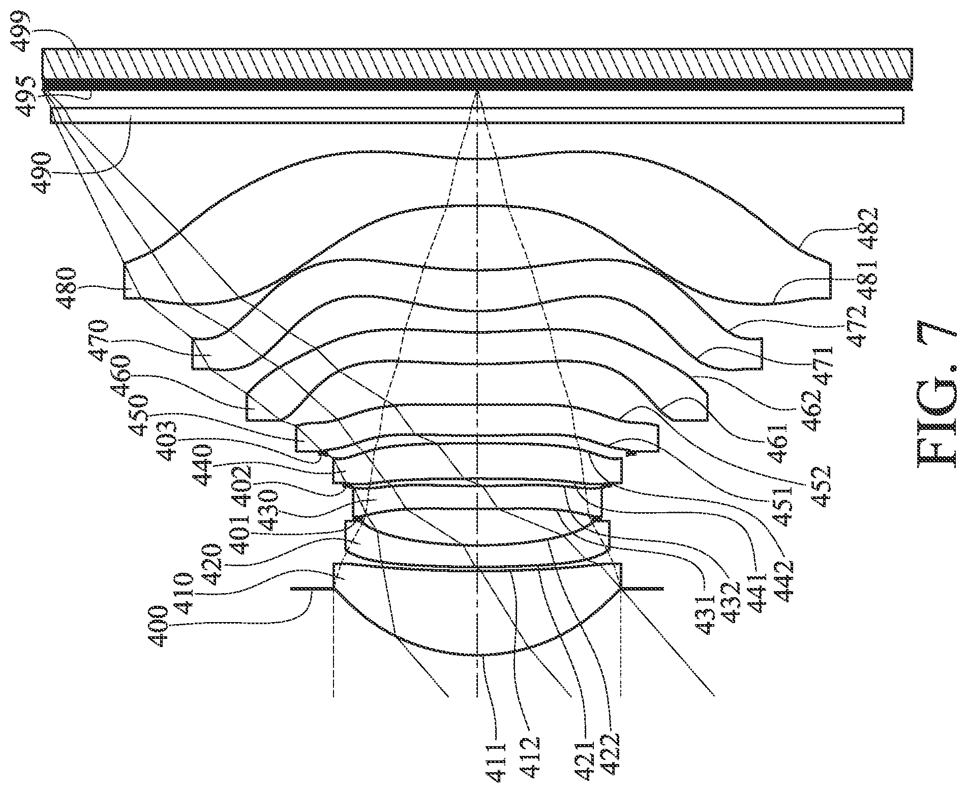 Patent US11774714 Figure 7 – Photographing lens assembly, image capturing unit and electronic device including eight lenses of +−++−−+−, +−−++−+−, +−−+−−+−, +−−−+−+− or +−−+−++− refractive powers