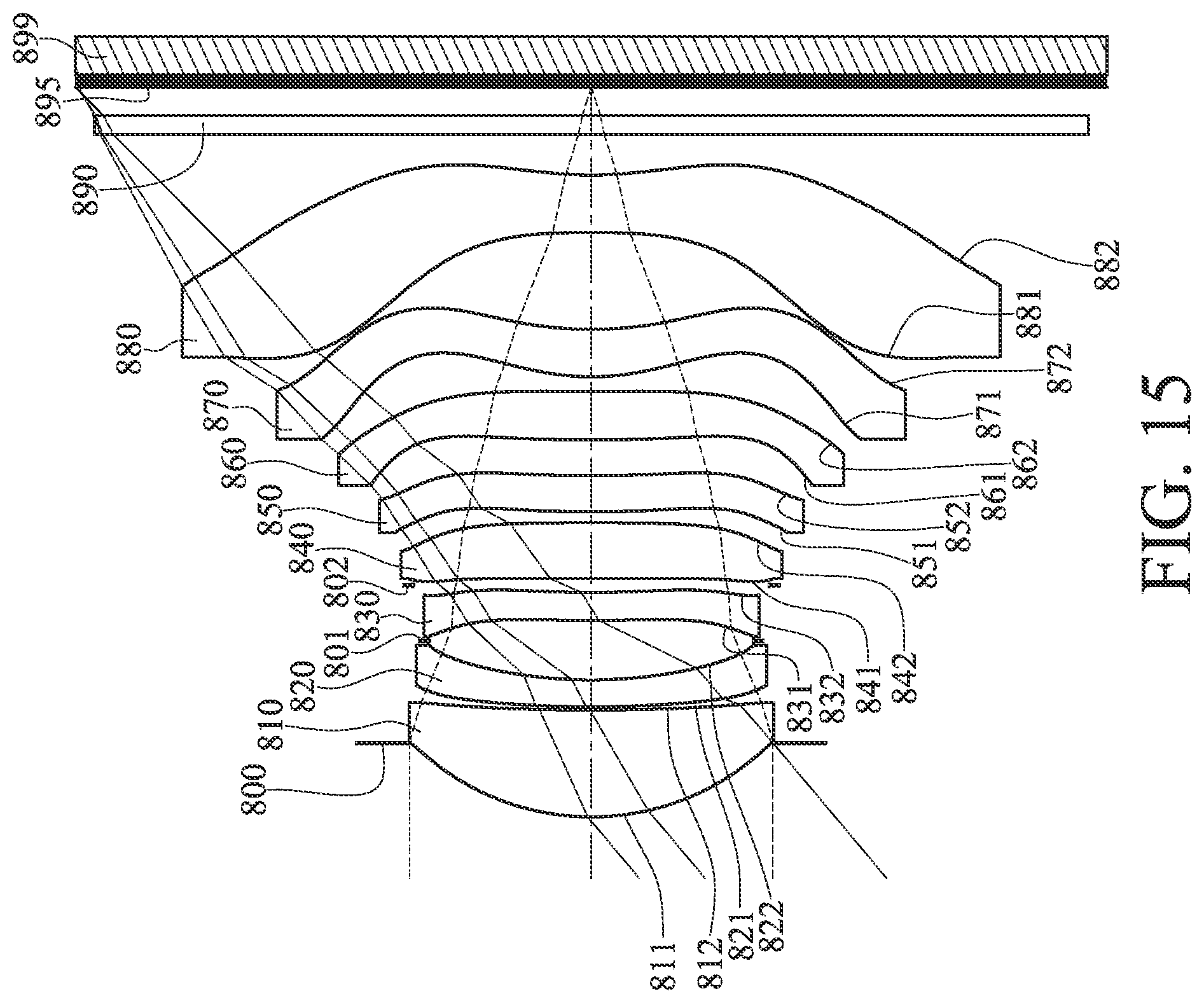 Patent US11774714 Figure 15 – Photographing lens assembly, image capturing unit and electronic device including eight lenses of +−++−−+−, +−−++−+−, +−−+−−+−, +−−−+−+− or +−−+−++− refractive powers