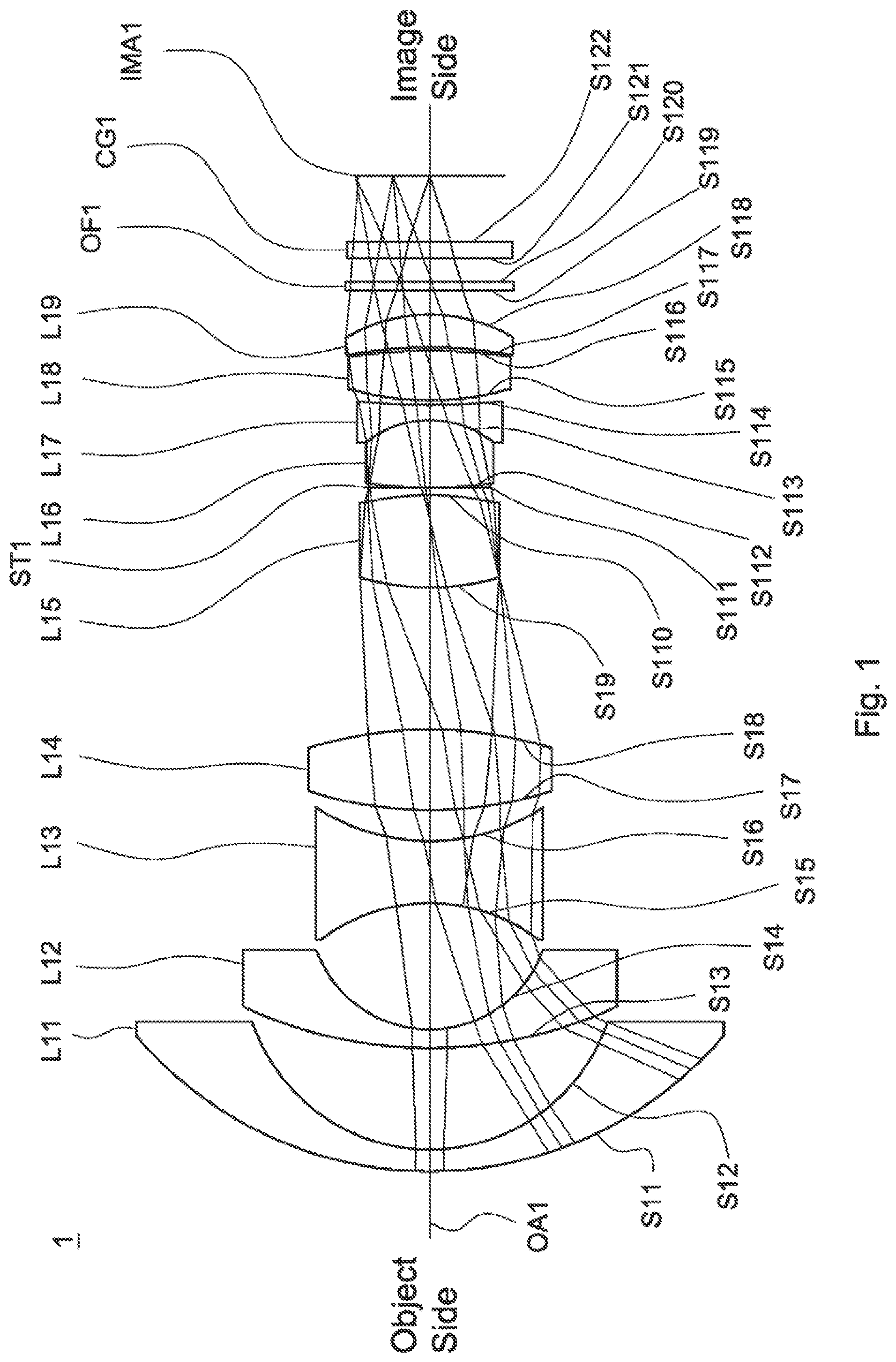 Patent US11774729 — Wide-angle lens assembly — Figure 1