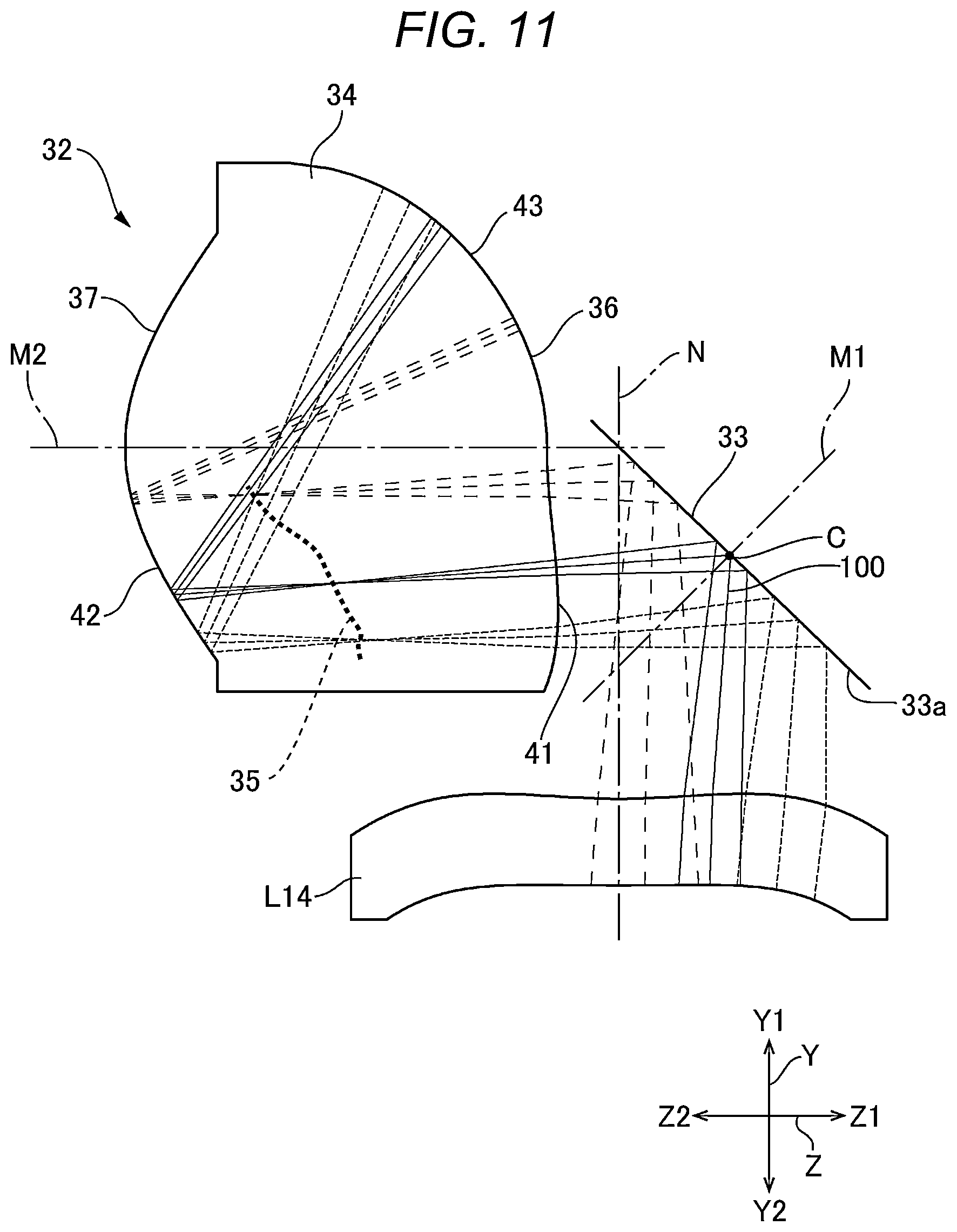 Patent US11774731 Figure 11 – Optical system, projector, and imaging apparatus