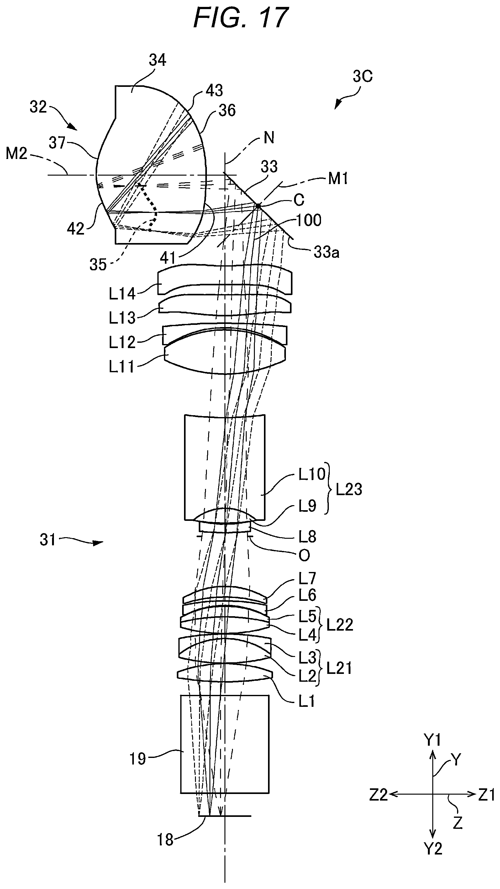 Patent US11774731 Figure 17 – Optical system, projector, and imaging apparatus