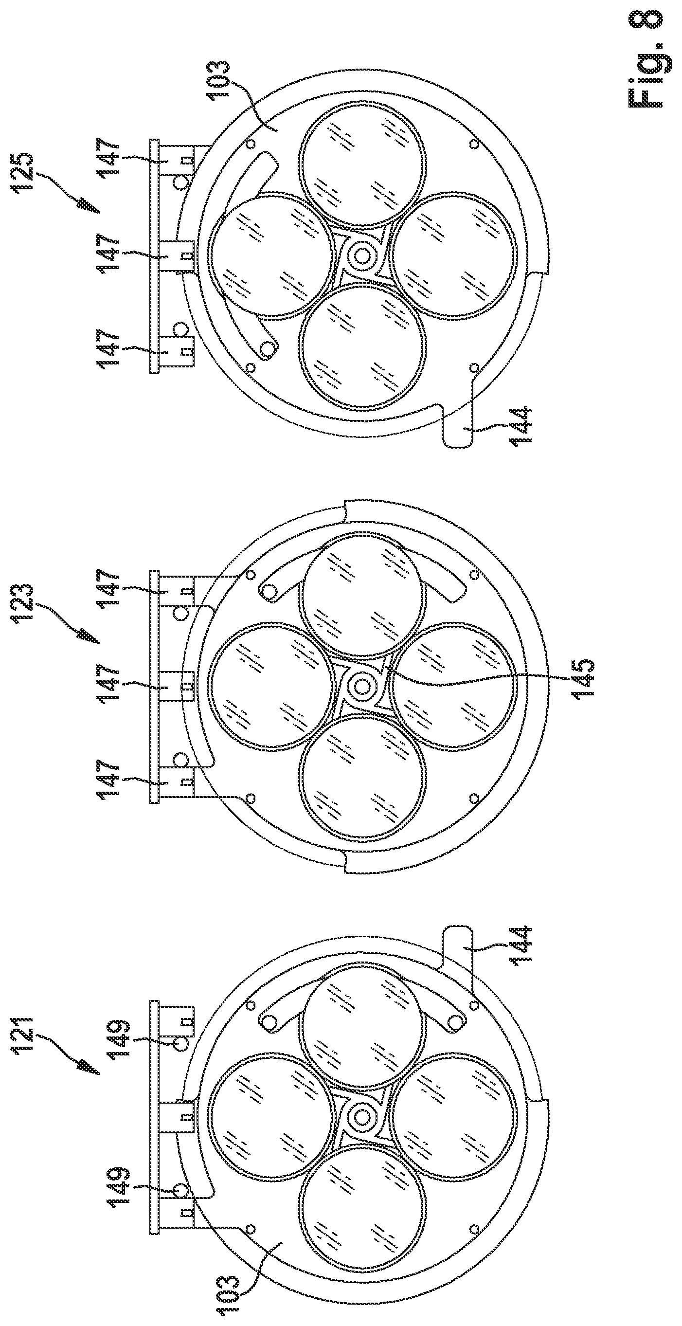 Patent US11774736 Figure 8 – Filter switching device for an optical observation instrument with two optical paths, optical observation instrument and method for switching a filter of an optical observation instrument