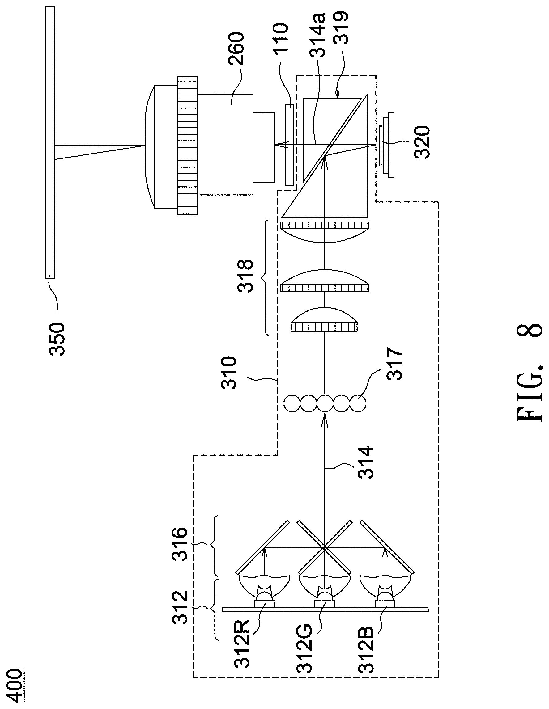 Patent US11774745 Figure 8 – Light path adjustment mechanism