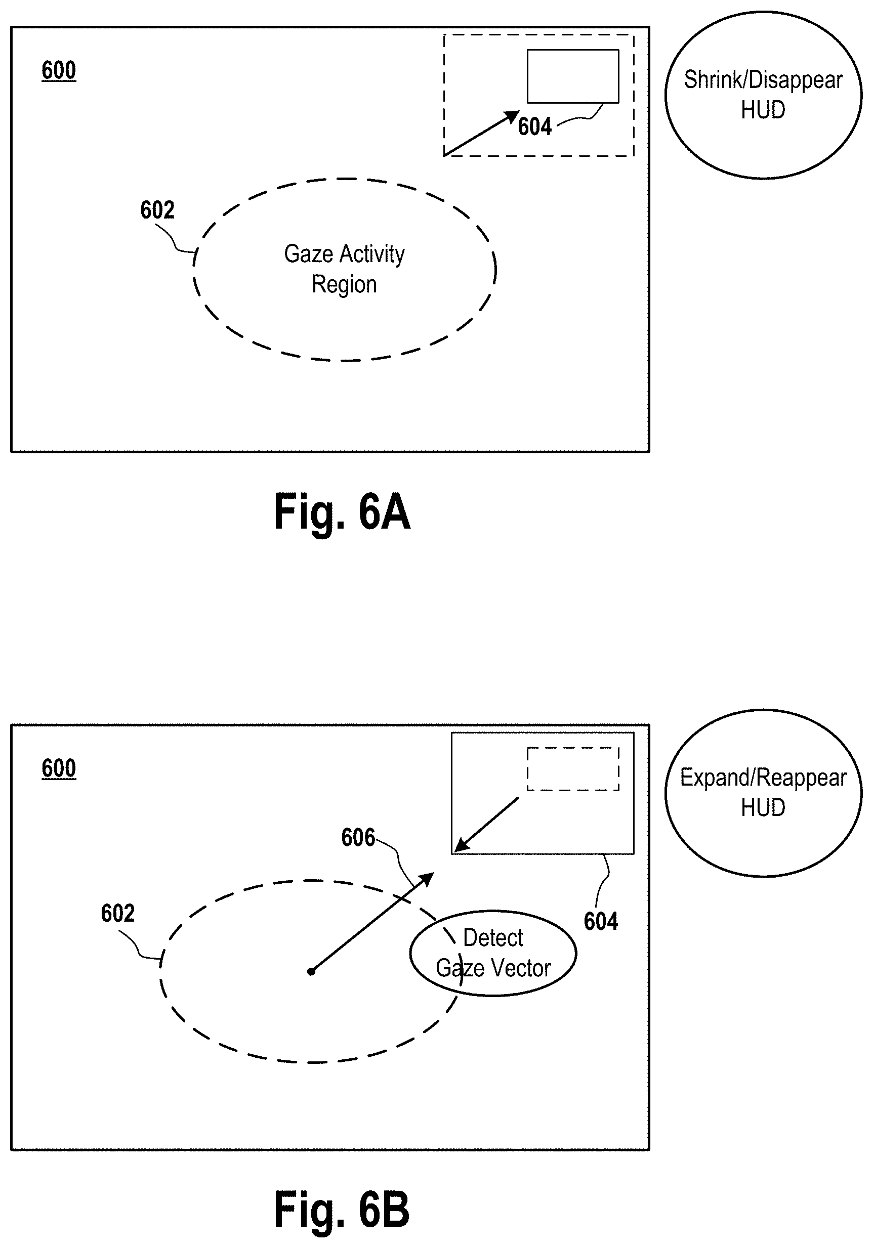 Patent US11774754 Figure 5 – Automatic positioning of head-up display based on gaze tracking