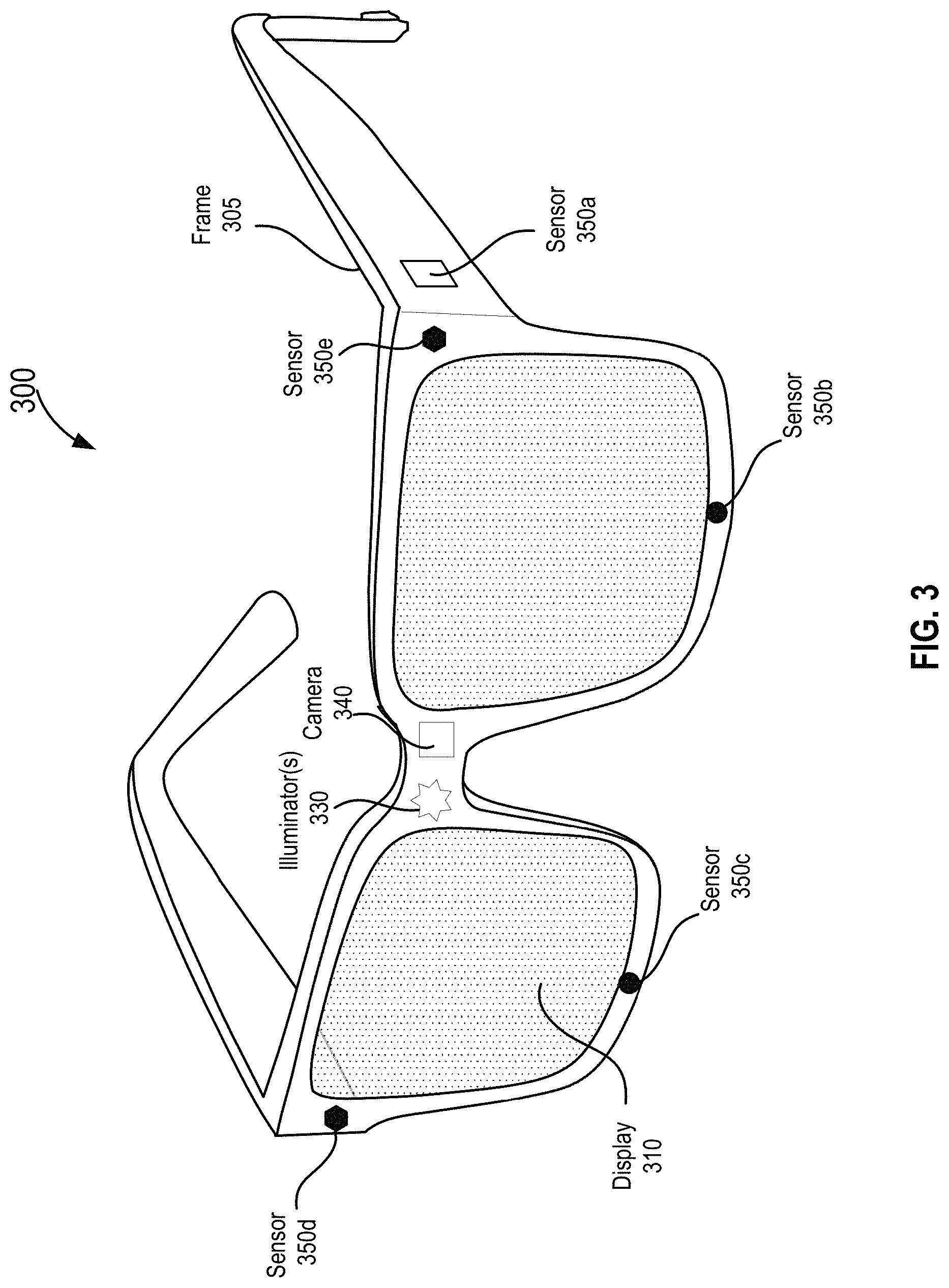 Patent US11774758 Figure 3 – Waveguide display with multiple monochromatic projectors
