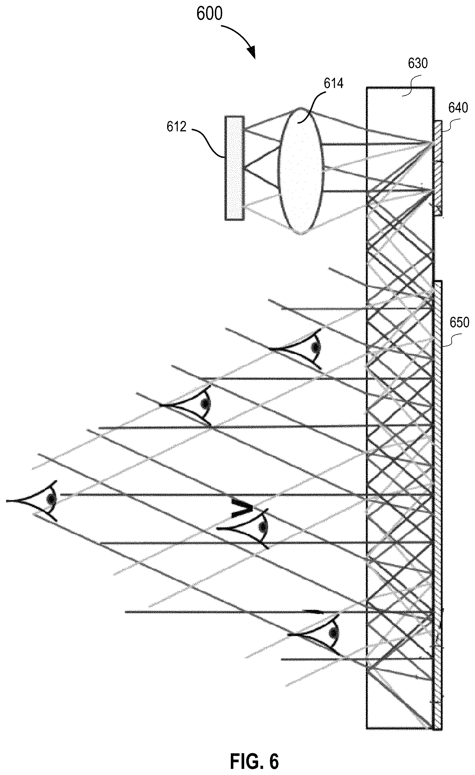Patent US11774758 Figure 6 – Waveguide display with multiple monochromatic projectors