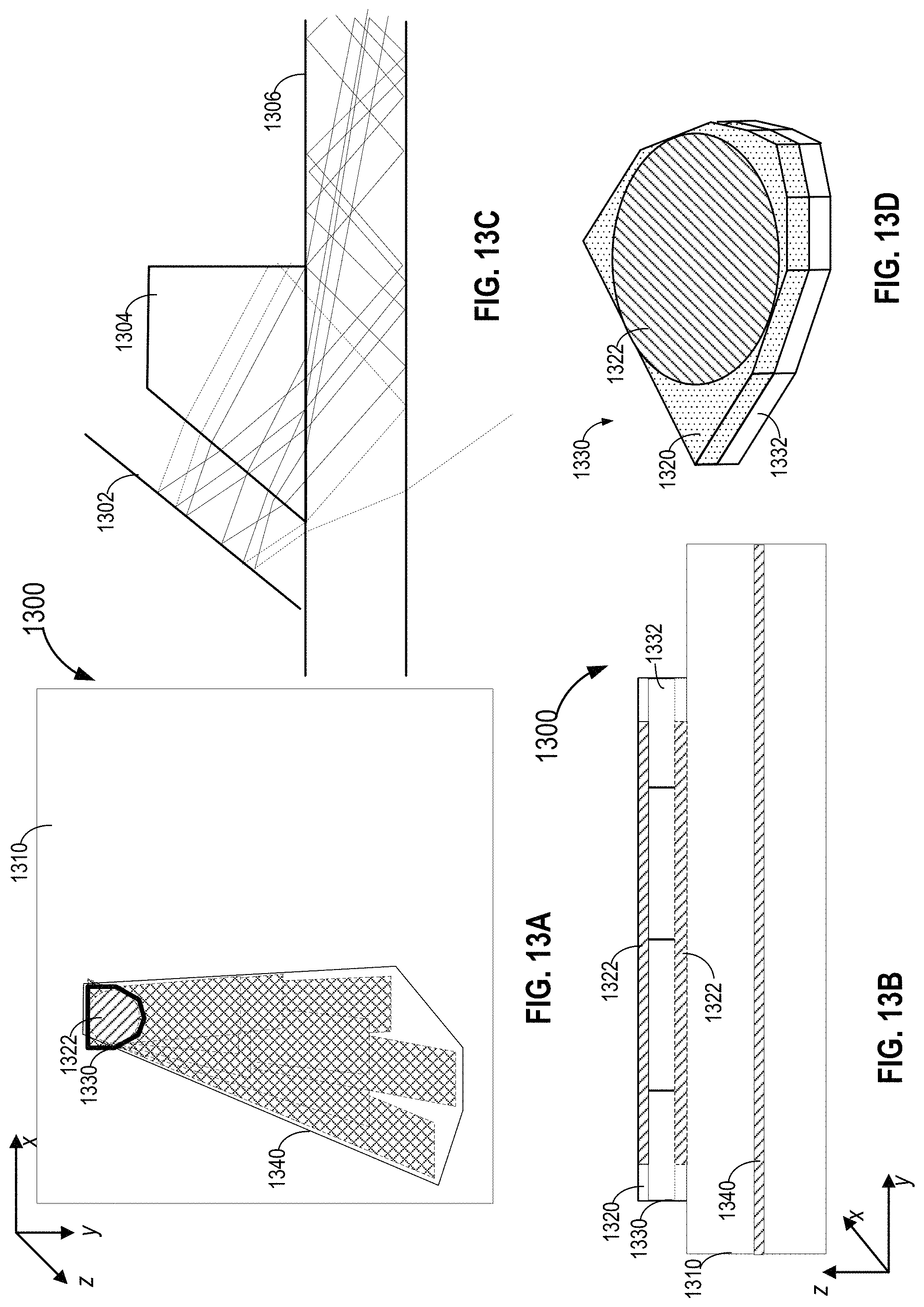 Patent US11774758 Figure 13 – Waveguide display with multiple monochromatic projectors