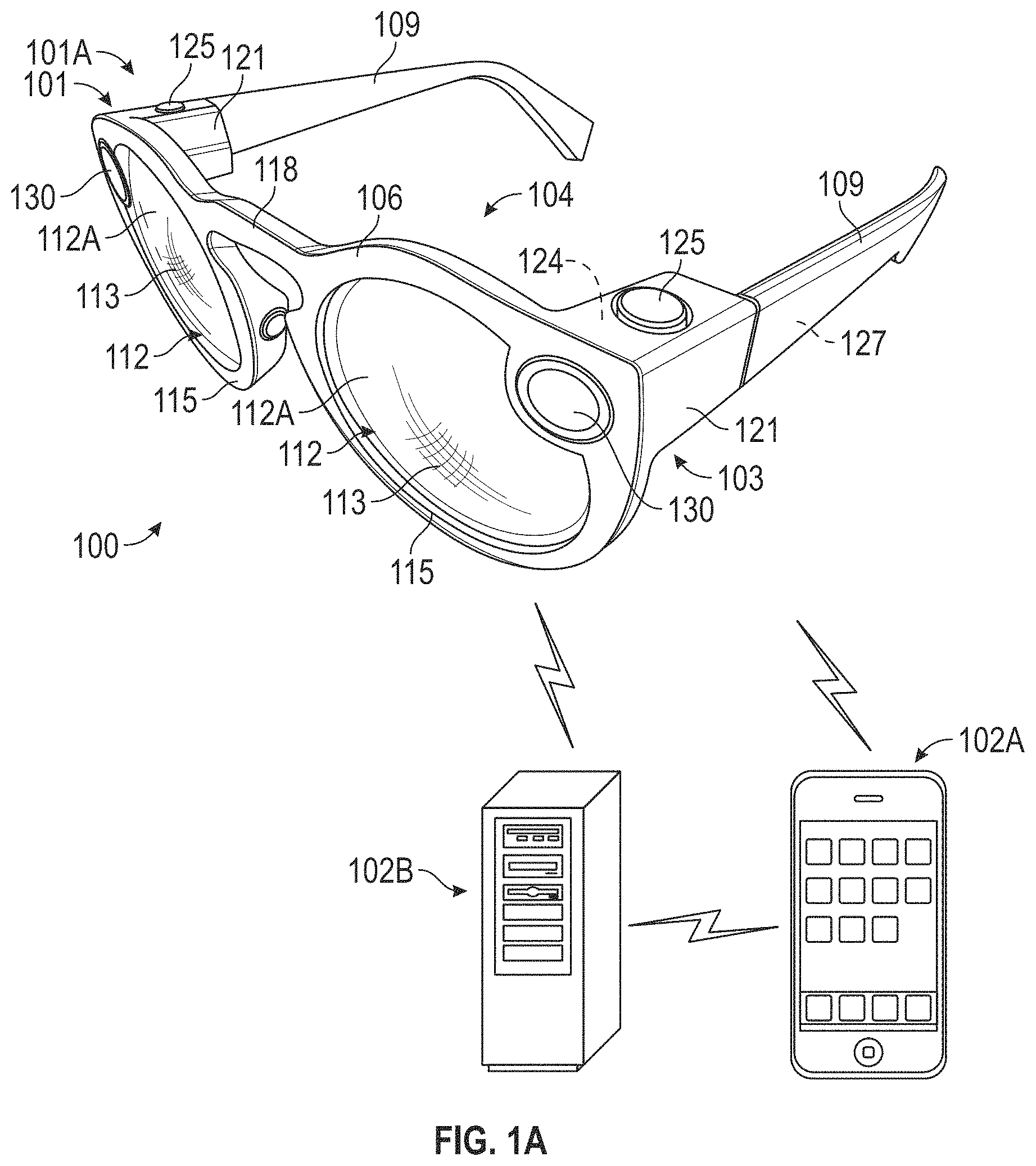 Patent US11774760 Figure 1 – Wearable device with in-eye display capability