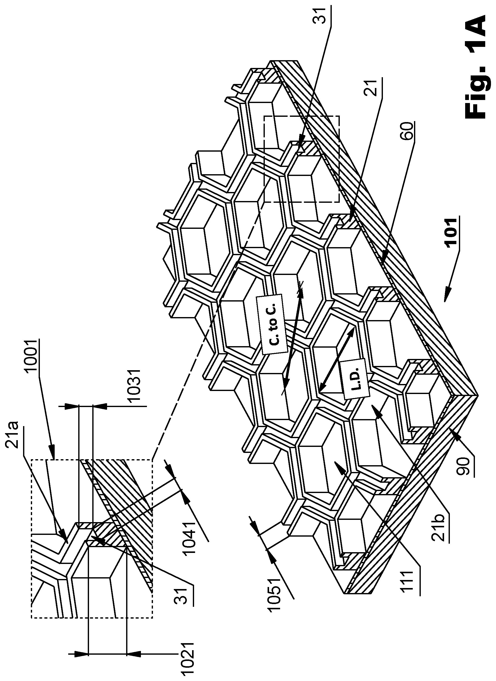 Patent US11774791 Figure 1 – Switchable light modulator device comprising polymer structures that create a plurality of cavities that are sealed with a fluid comprising electrophoretic particles