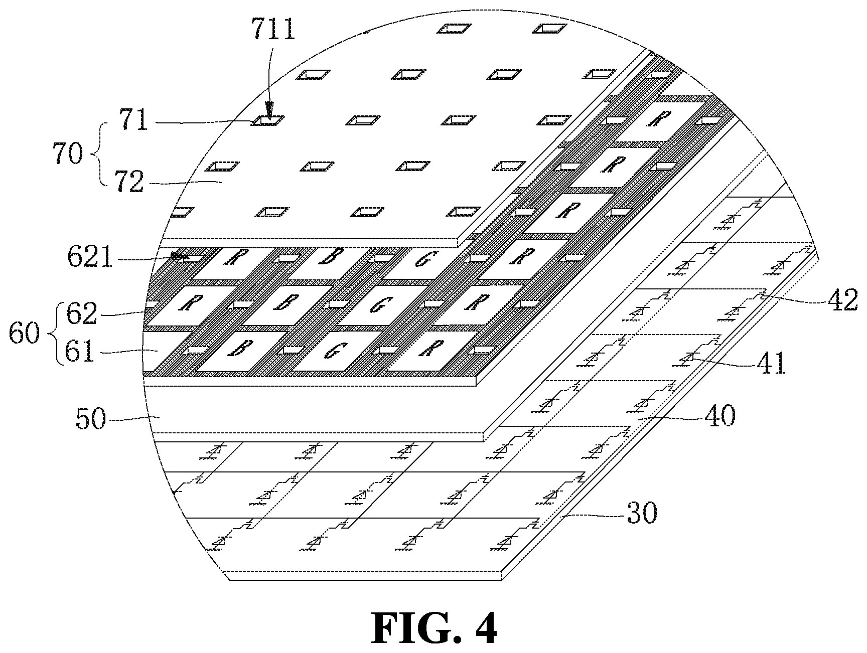 Patent US11774792 Figure 3 – Display device including a photosensitive layer and a collimation layer and electronic device