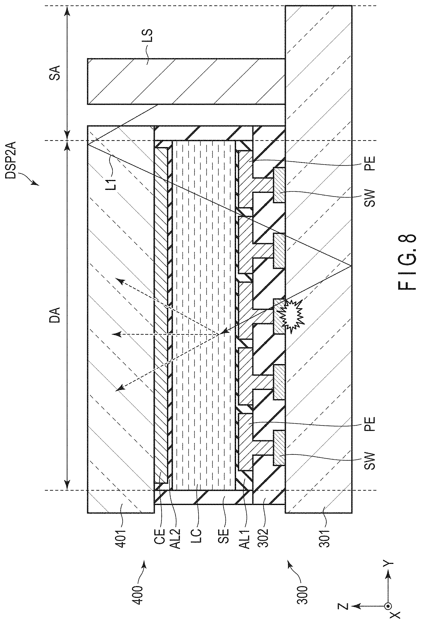 Patent US11774793 Figure 8 – Electronic apparatus and display device