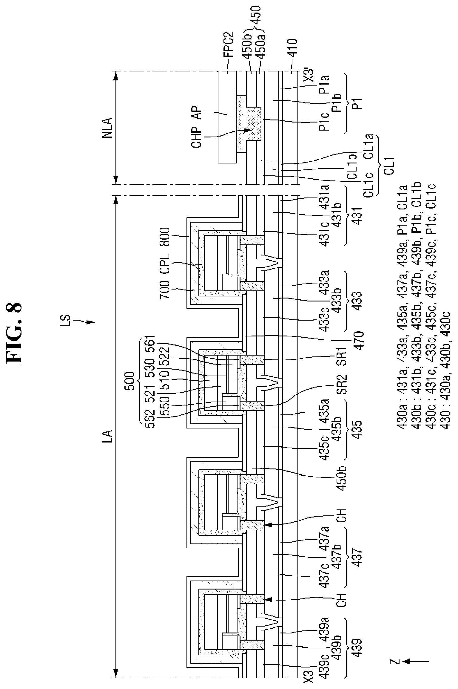 Patent US11774799 Figure 7 – Backlight unit and display device including the same